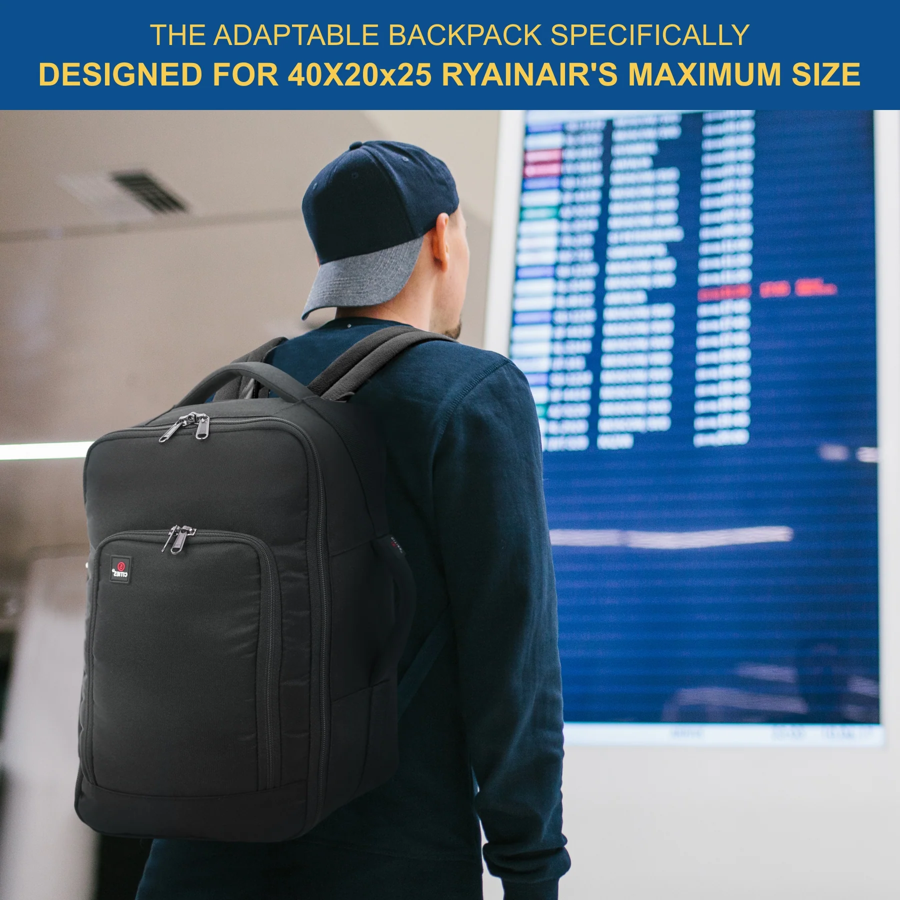 5-Cities Ryanair Maximum (40x20x25cm) New and Improved 2025 Underseat Cabin Luggage Backpack/Rucksack, 2 Years Warranty, Black - Image 4