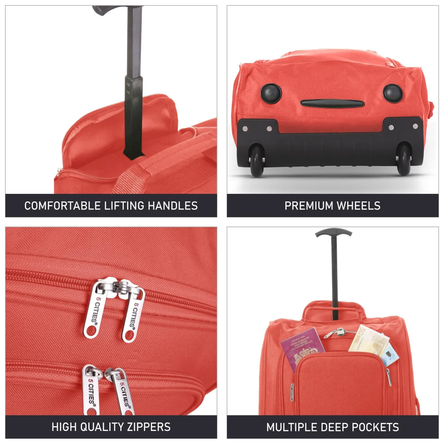 5 Cities Cabin Suitcase 55x40x20cm Ryanair Approved – Lightweight 42L Carry On Trolley Bag with Wheels (1.45kg), Airline Cabin Luggage for EasyJet, British Airways, Wizz Air, Jet2 & More - Image 15