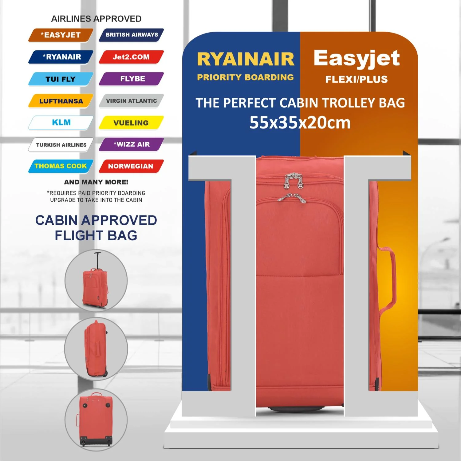5 Cities Cabin Suitcase 55x40x20cm Ryanair Approved – Lightweight 42L Carry On Trolley Bag with Wheels (1.45kg), Airline Cabin Luggage for EasyJet, British Airways, Wizz Air, Jet2 & More - Image 16