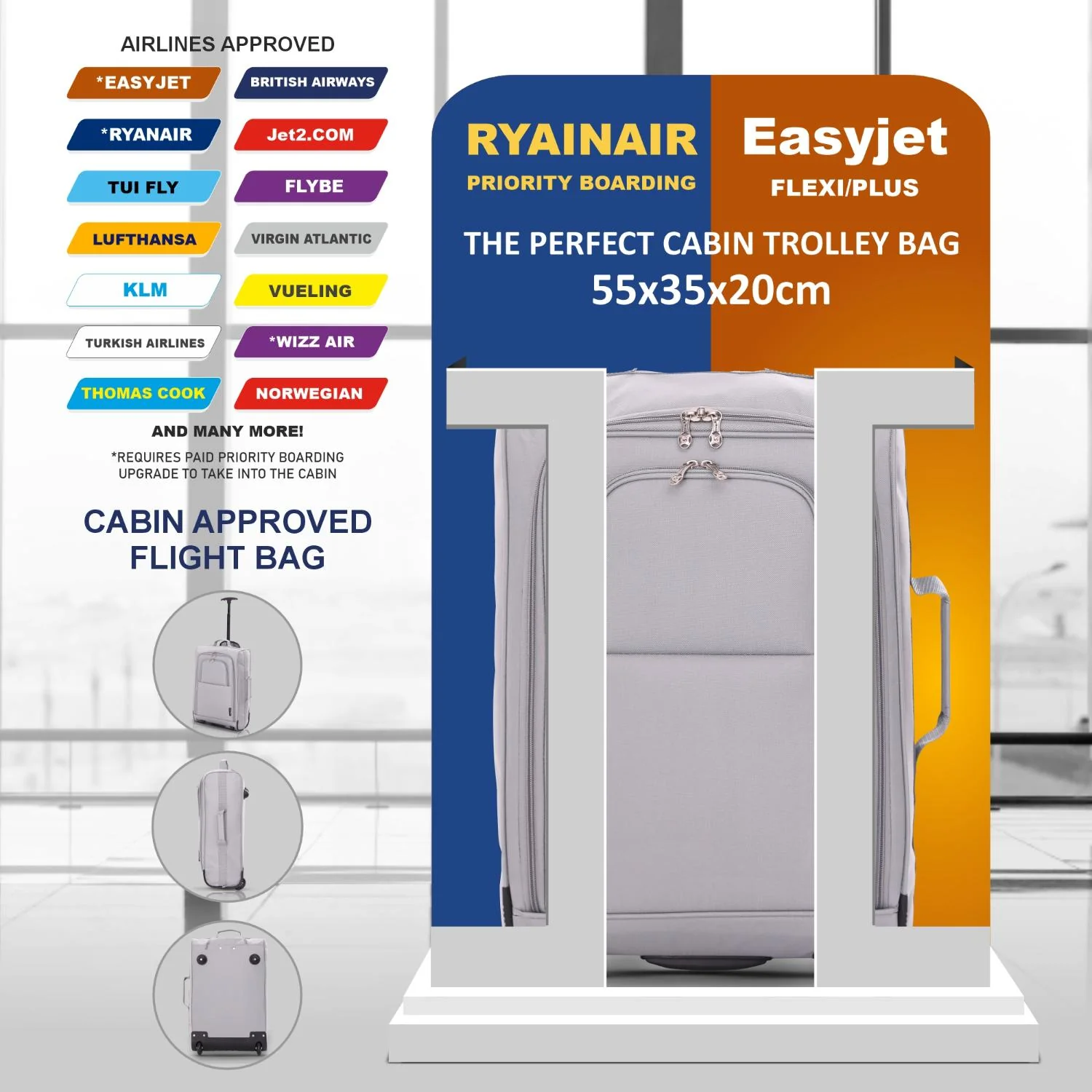 5 Cities Cabin Suitcase 55x40x20cm Ryanair Approved – Lightweight 42L Carry On Trolley Bag with Wheels (1.45kg), Airline Cabin Luggage for EasyJet, British Airways, Wizz Air, Jet2 & More - Image 21