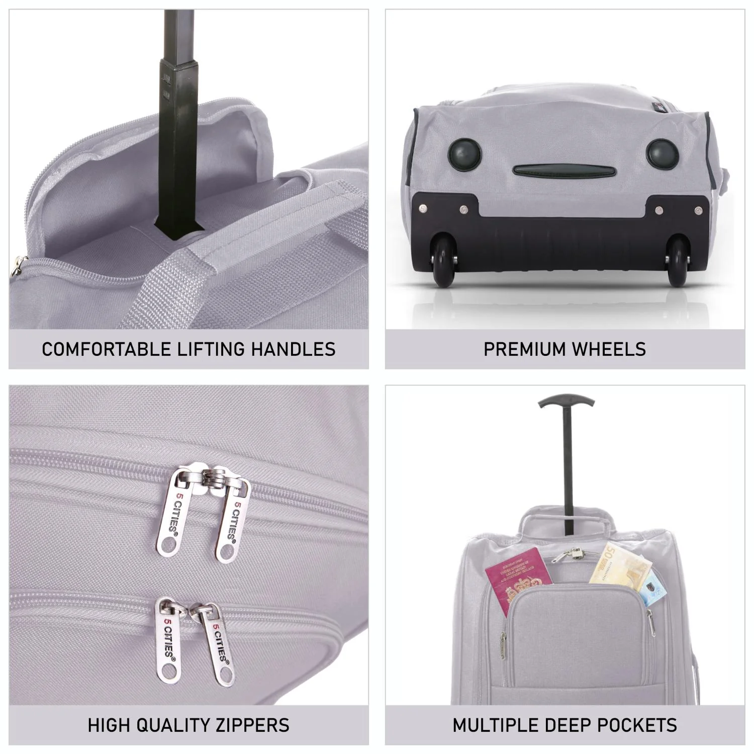 5 Cities Cabin Suitcase 55x40x20cm Ryanair Approved – Lightweight 42L Carry On Trolley Bag with Wheels (1.45kg), Airline Cabin Luggage for EasyJet, British Airways, Wizz Air, Jet2 & More - Image 23