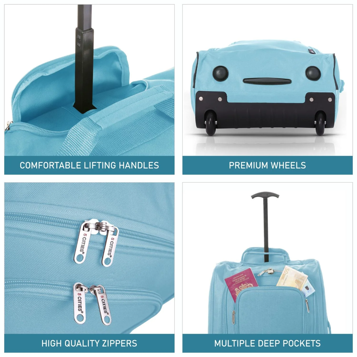 5 Cities Cabin Suitcase 55x40x20cm Ryanair Approved – Lightweight 42L Carry On Trolley Bag with Wheels (1.45kg), Airline Cabin Luggage for EasyJet, British Airways, Wizz Air, Jet2 & More - Image 30