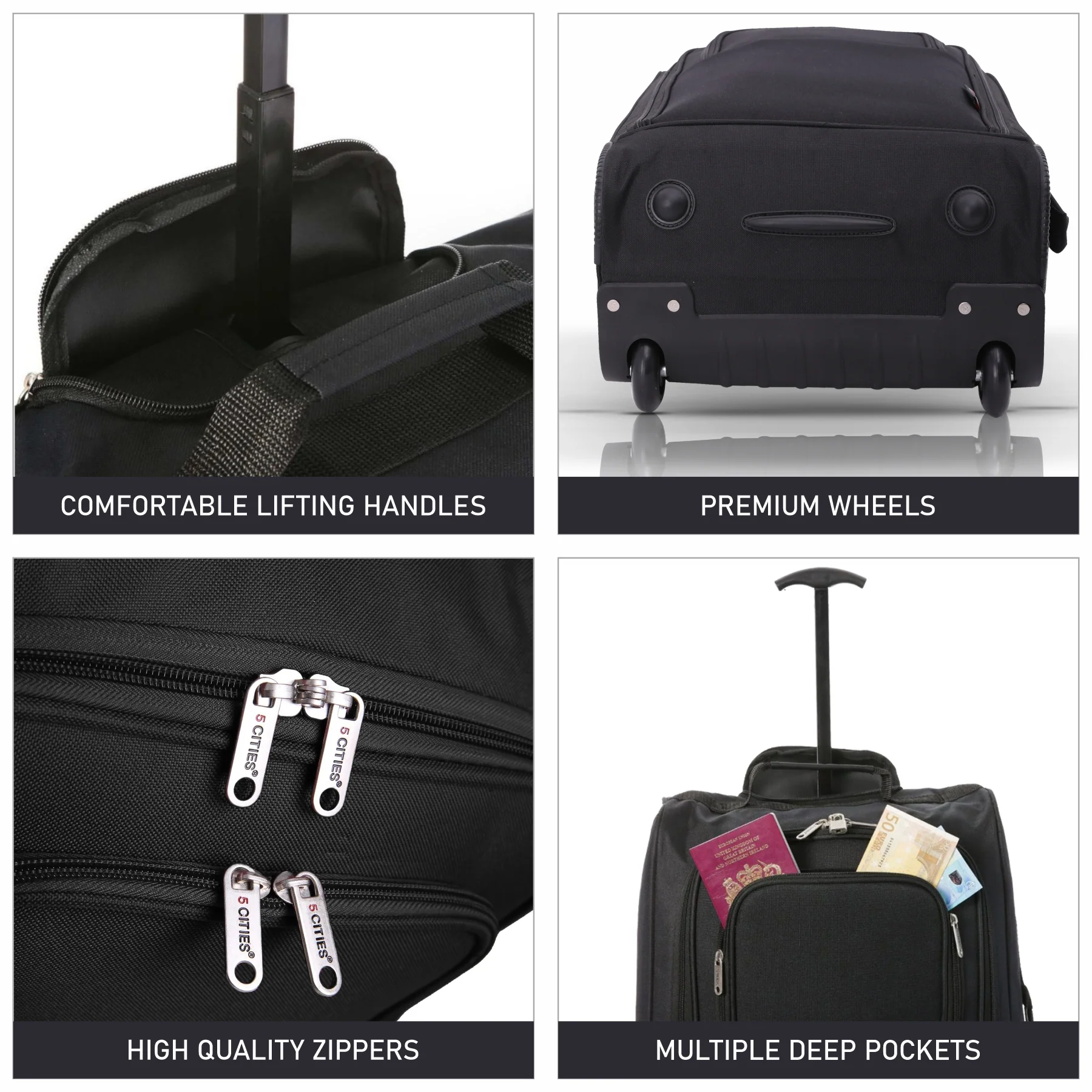 5 Cities 21" (55x35x20cm) Lightweight Cabin Hand Luggage (x3 Set), Approved For Ryanair Priority, Easyjet Plus, BA - Image 12