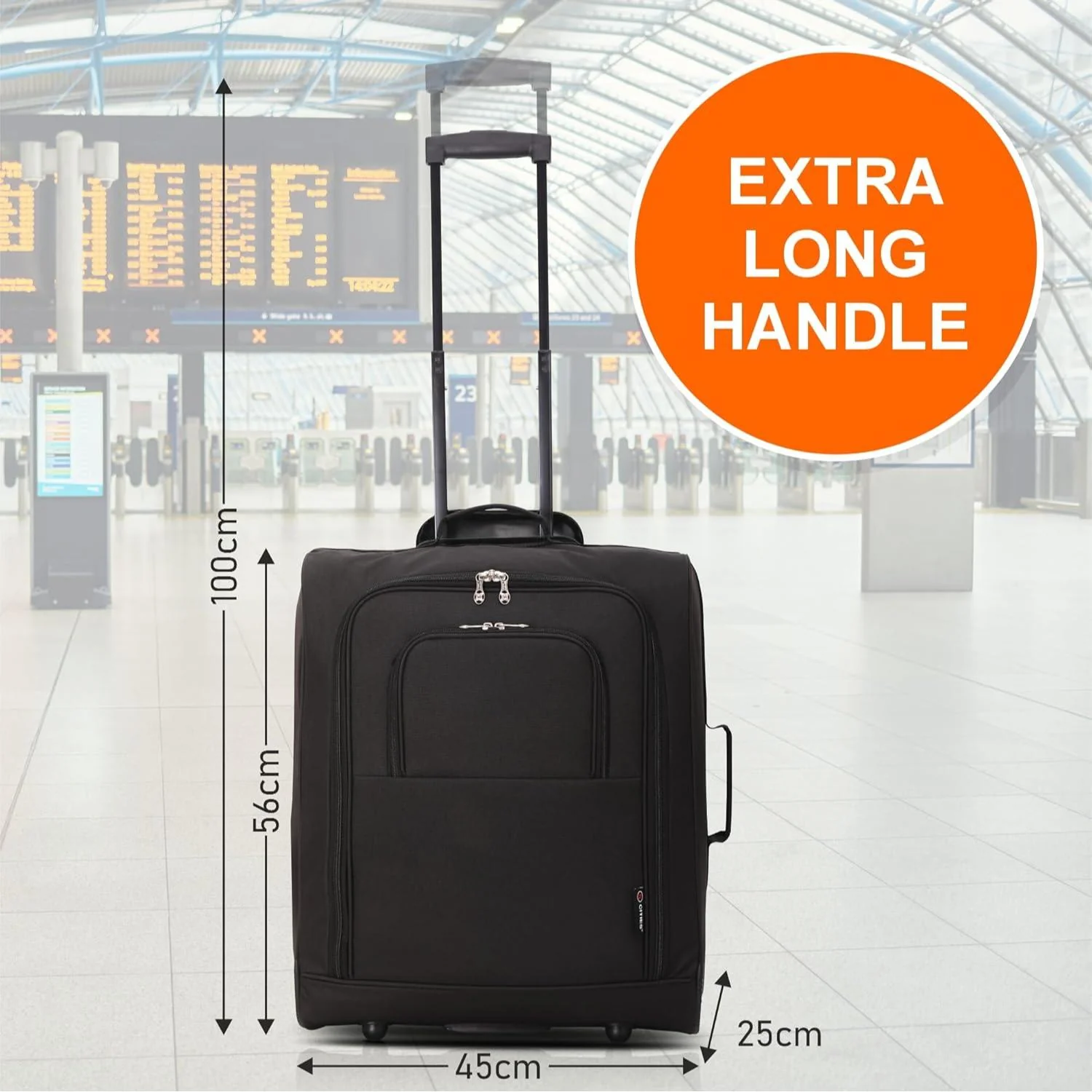 5 Cities 56x45x25 Trolley Bag Easyjet/British Airways/ Jet2 Maximum Cabin Approved Carry On Suitcase 60L Capacity with 2 Wheels Lightweight Travel 2 Year Warranty - Image 4