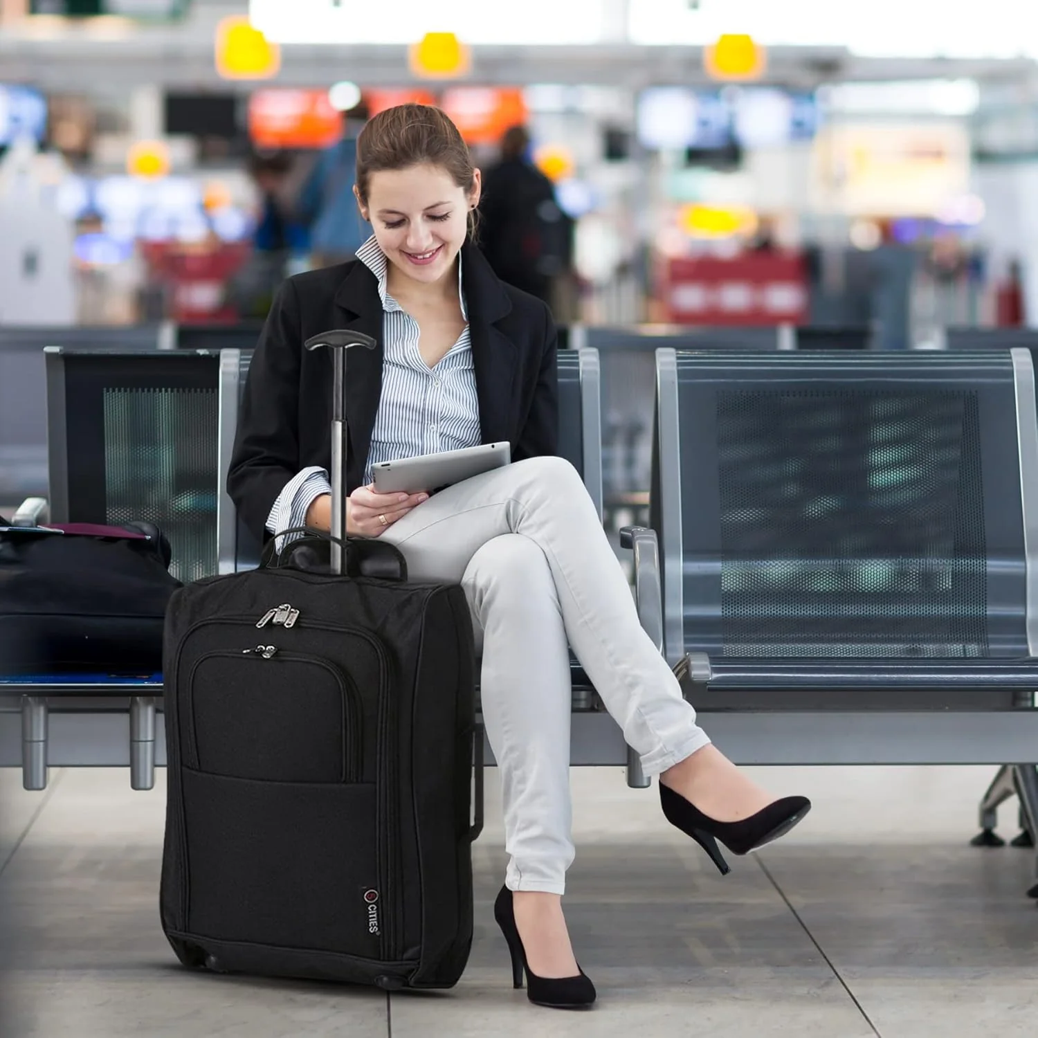 5 Cities 56x45x25 Trolley Bag Easyjet/British Airways/ Jet2 Maximum Cabin Approved Carry On Suitcase 60L Capacity with 2 Wheels Lightweight Travel 2 Year Warranty - Image 7