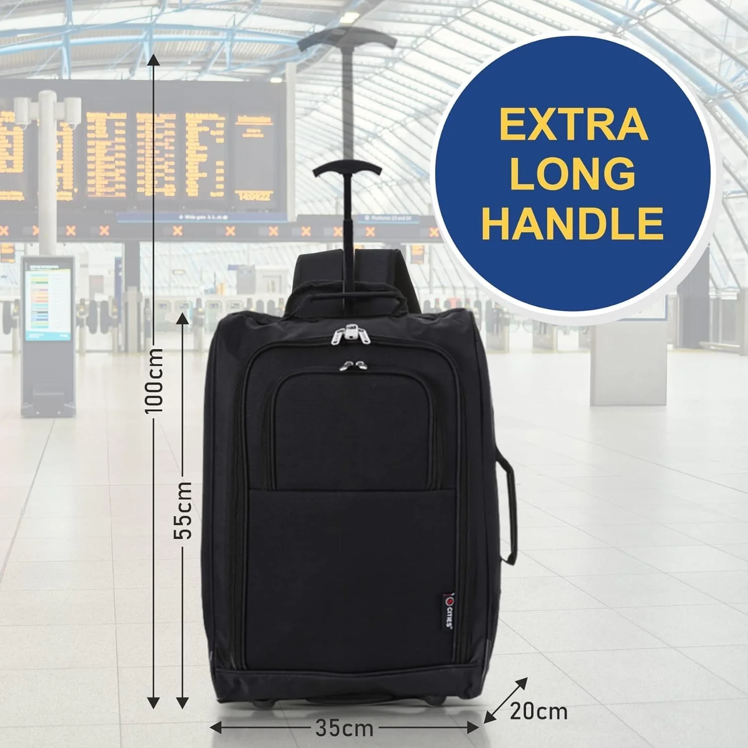 5 Cities (55x35x20cm) Lightweight Cabin Trolley + Backpack, Wheeled Backpack Wear or Carry, Fits Ryanair (Priority), easyJet (Plus/Flexi/Extra Legroom), 42L - Image 9