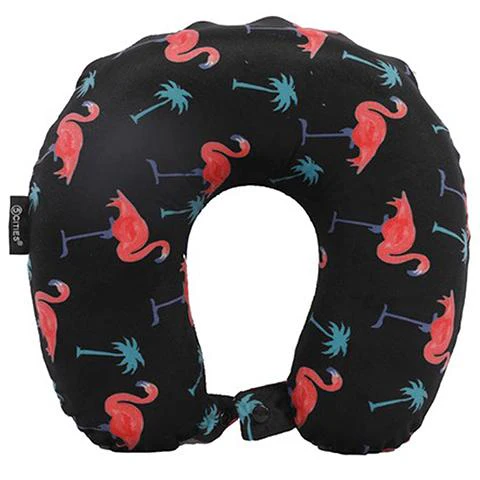5 Cities Travel Pillow Neck Memory Foam Cushion - Flamingo Black