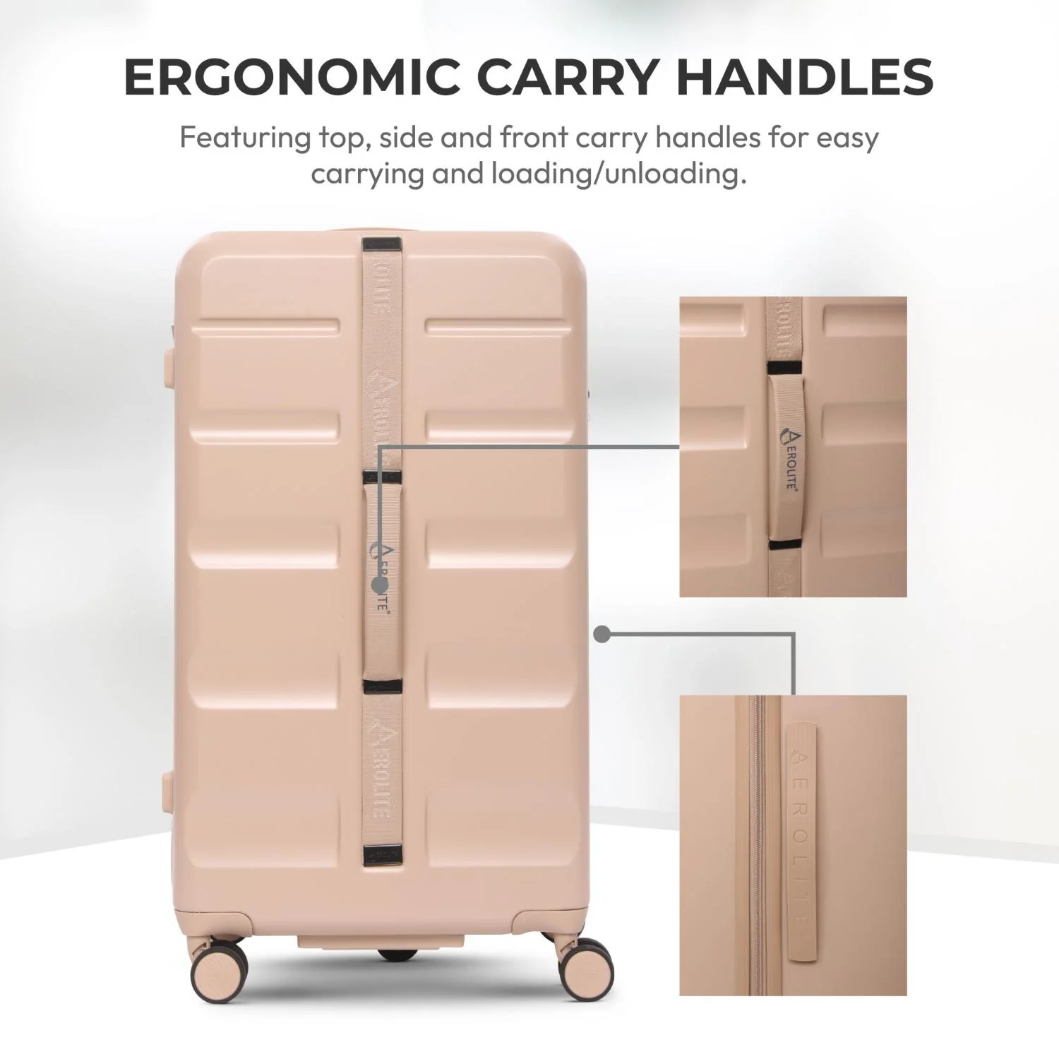 Aerolite 101L Large Trunk Suitcase with 4+1 Spinner Wheels, ABS Hard Shell Luggage with TSA Lock, Lightweight Check-in Travel Suitcase Trunk - Beige - Image 3