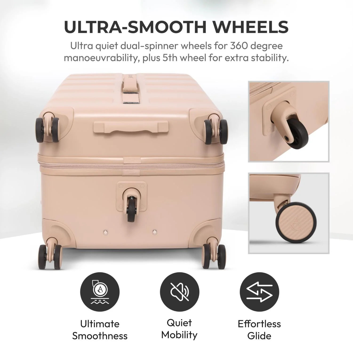 Aerolite 101L Large Trunk Suitcase with 4+1 Spinner Wheels, ABS Hard Shell Luggage with TSA Lock, Lightweight Check-in Travel Suitcase Trunk - Beige - Image 4
