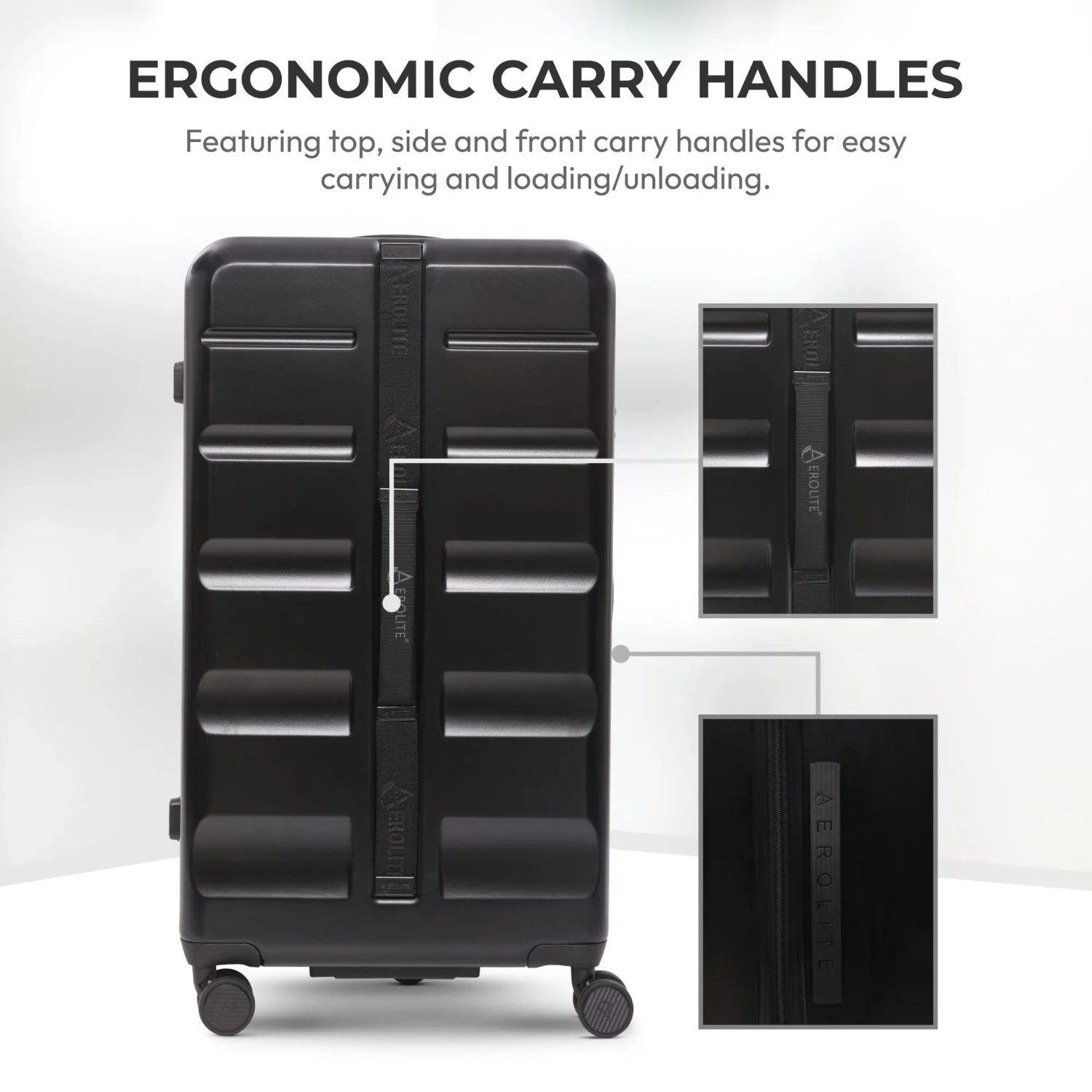 Aerolite 101L Large Trunk Suitcase with 4+1 Spinner Wheels, ABS Hard Shell Luggage with TSA Lock, Lightweight Check-in Travel Suitcase Trunk - Black - Image 3