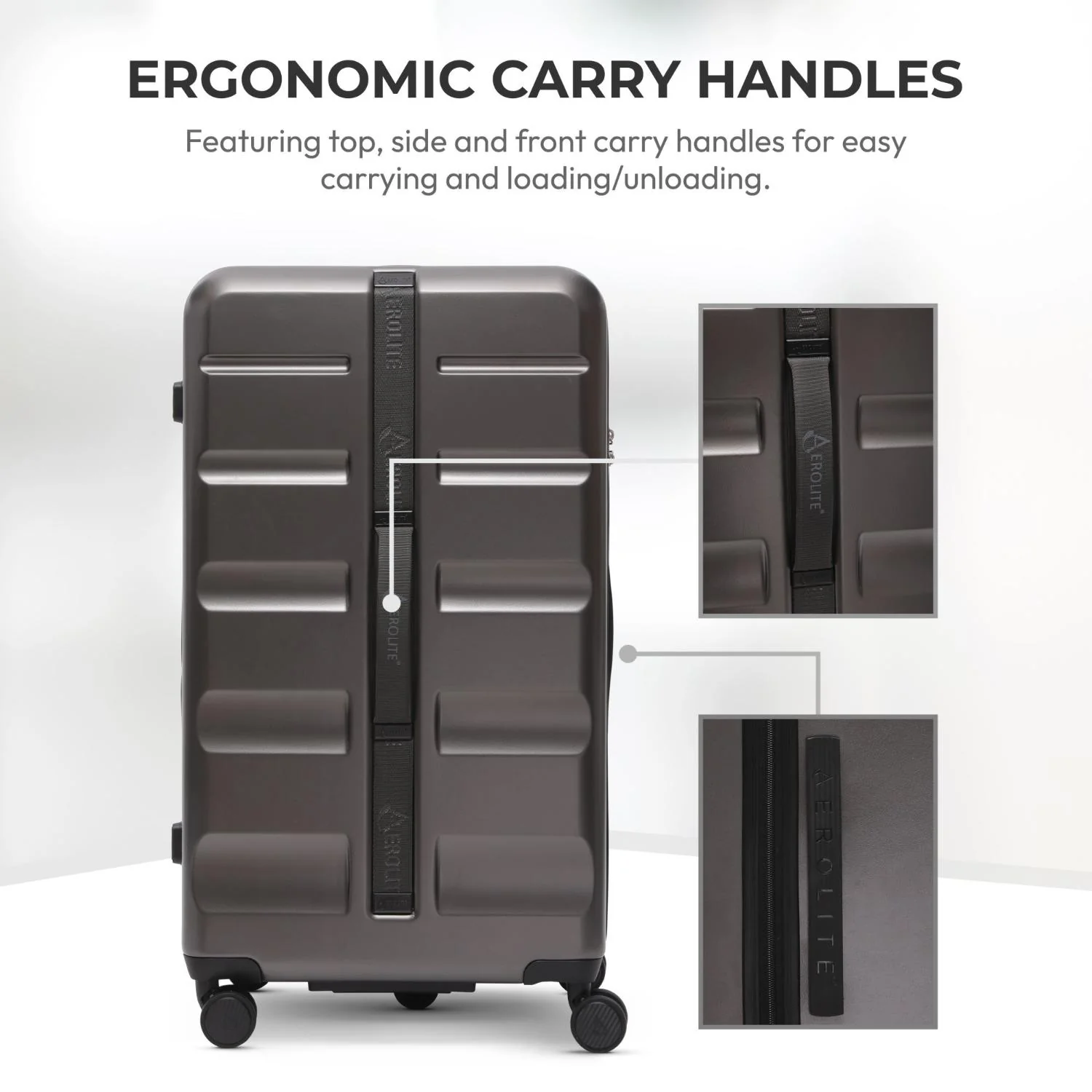 Aerolite 101L Large Trunk Suitcase with 4+1 Spinner Wheels, ABS Hard Shell Luggage with TSA Lock, Lightweight Check-in Travel Suitcase Trunk - Charcoal - Image 3