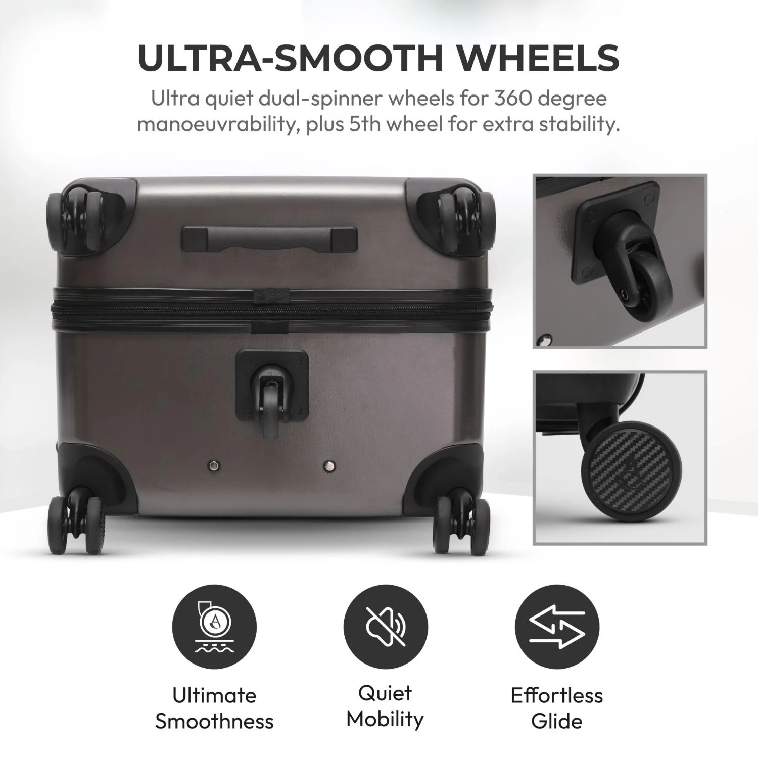 Aerolite 101L Large Trunk Suitcase with 4+1 Spinner Wheels, ABS Hard Shell Luggage with TSA Lock, Lightweight Check-in Travel Suitcase Trunk - Charcoal - Image 4