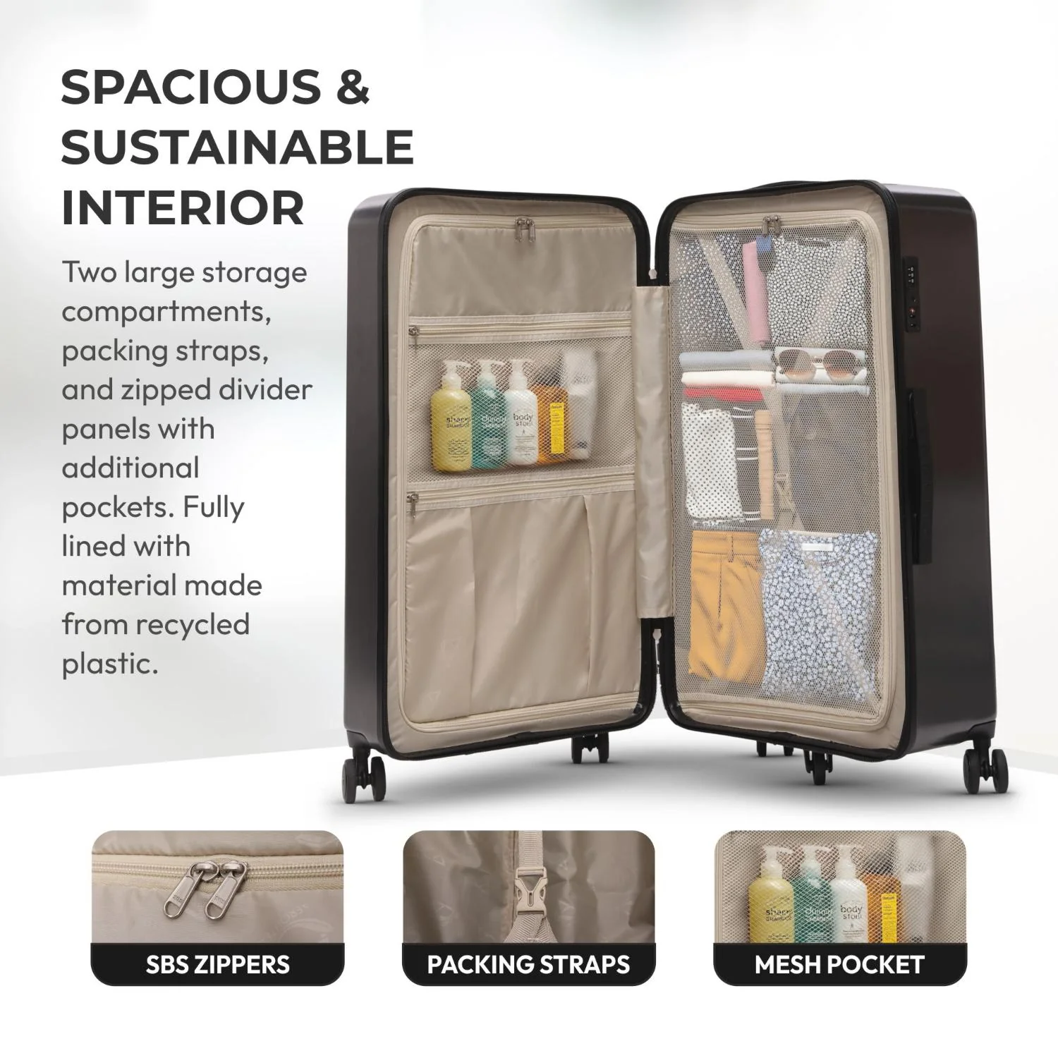 Aerolite 101L Large Trunk Suitcase with 4+1 Spinner Wheels, ABS Hard Shell Luggage with TSA Lock, Lightweight Check-in Travel Suitcase Trunk - Charcoal - Image 5