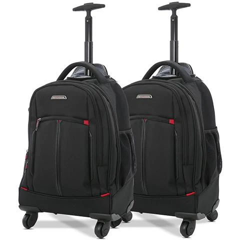 Aerolite (55x35x23cm) Executive 4 Wheel Mobile Trolley Backpack Business Hand Cabin Luggage (x2 Set)