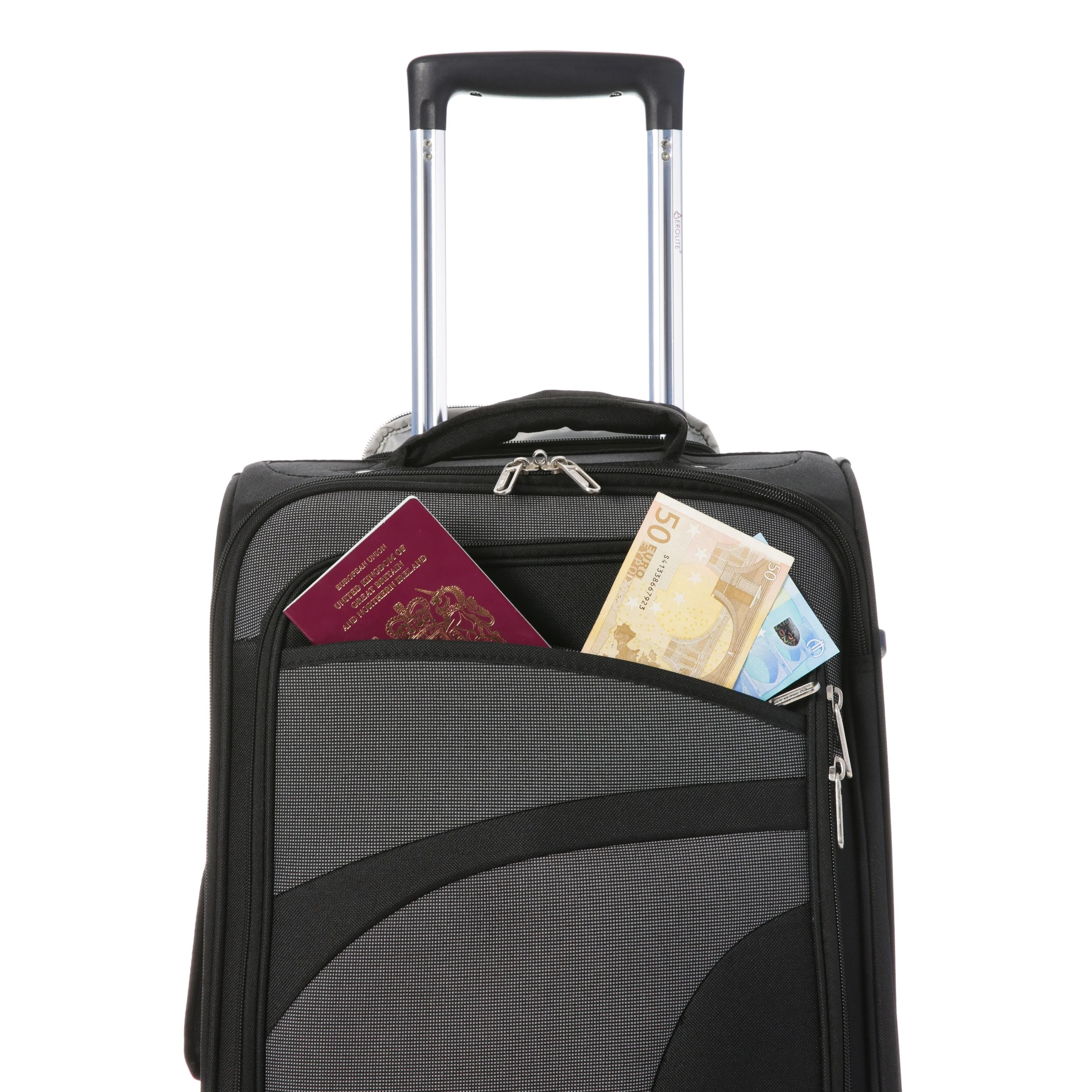 Aerolite (47x35x20cm) Lightweight Soft Shell Cabin Hand Luggage (x2 Set) | 4 Wheels - Image 4