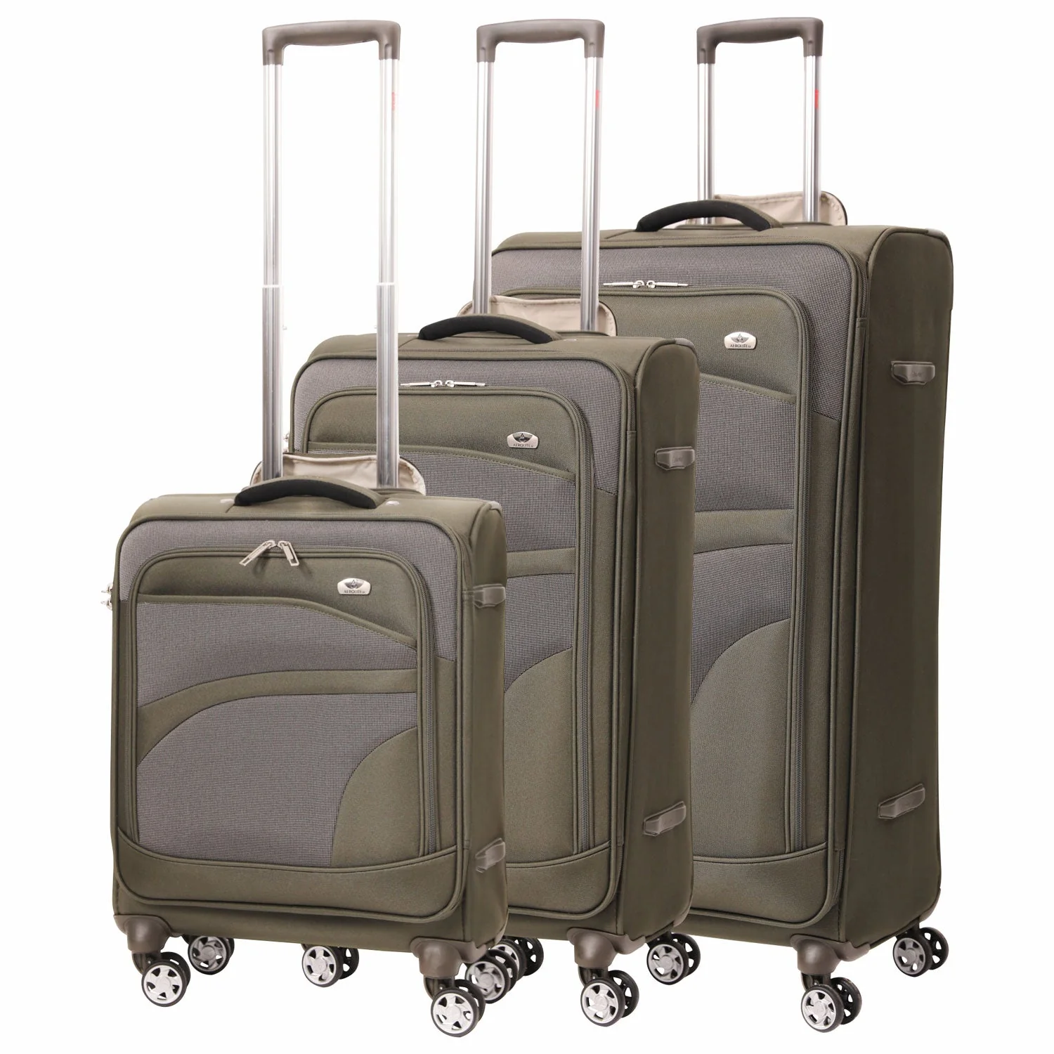 Aerolite 3 Piece Lightweight Soft Shell Luggage Set – 4 Wheel Expandable Suitcases with TSA Locks, Cabin 55x40x20/23cm, Medium 26”, Large 30” – Durable Travel Bags in Midnight Fern