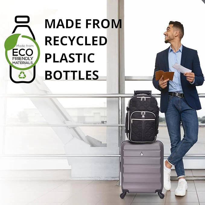 Aerolite 40x20x25 Ryanair Maximum Size Backpack Eco-Friendly Cabin Luggage Approved Travel Carry On Holdall Flight Rucksack with 10 Year Warranty (Quilted) - Image 18