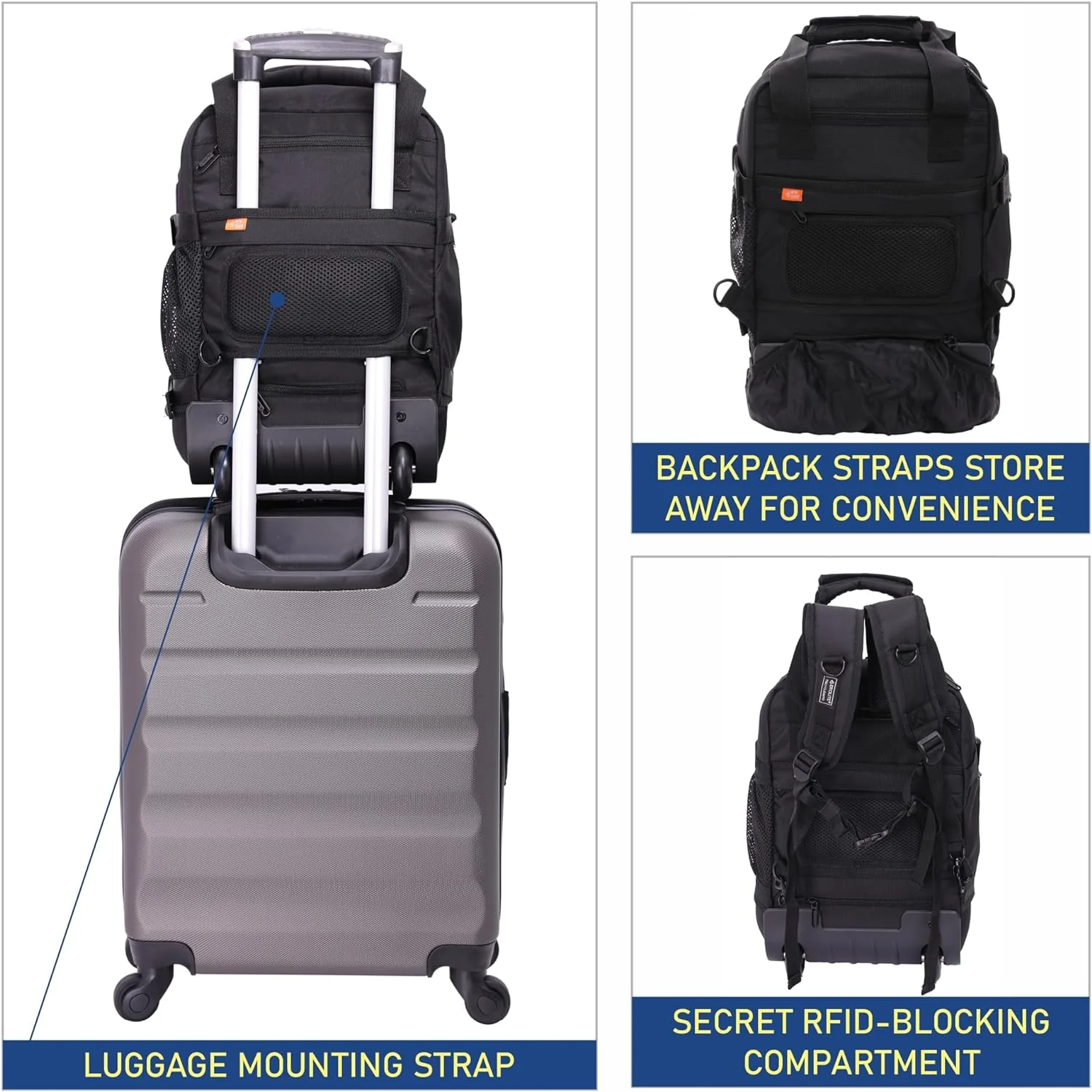 Aerolite 40x20x25 Ryanair Maximum Size Backpack Trolley Bag with 2 Wheels Eco-Friendly Cabin Luggage Approved Extendable Handle Travel Carry On Holdall Flight Rucksack with 10 Year Warranty - Image 16