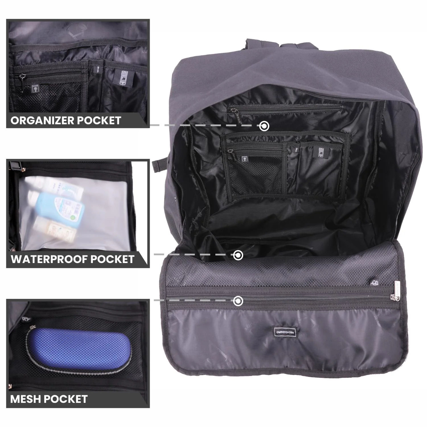 Aerolite 40x20x25cm Premium Ryanair Maximum Size Backpack With Removable Small Carry Pouch Eco-Friendly Shower-Resistant Cabin Luggage Approved Travel Carry On Holdall Flight Rucksack with 10 Year Warranty - Image 14