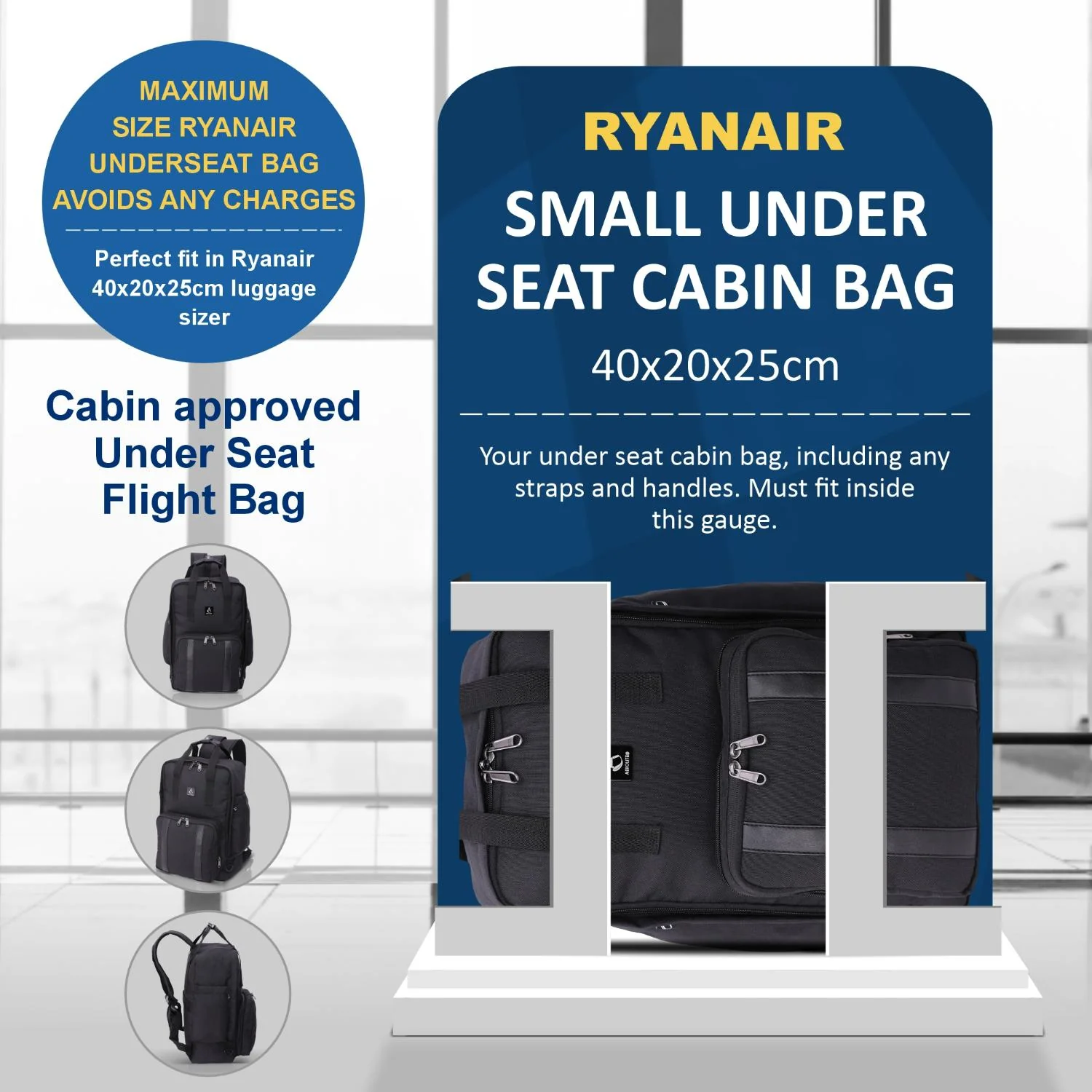 Aerolite 40x20x25cm Premium Ryanair Maximum Size Backpack With Removable Small Carry Pouch Eco-Friendly Shower-Resistant Cabin Luggage Approved Travel Carry On Holdall Flight Rucksack with 10 Year Warranty - Image 17