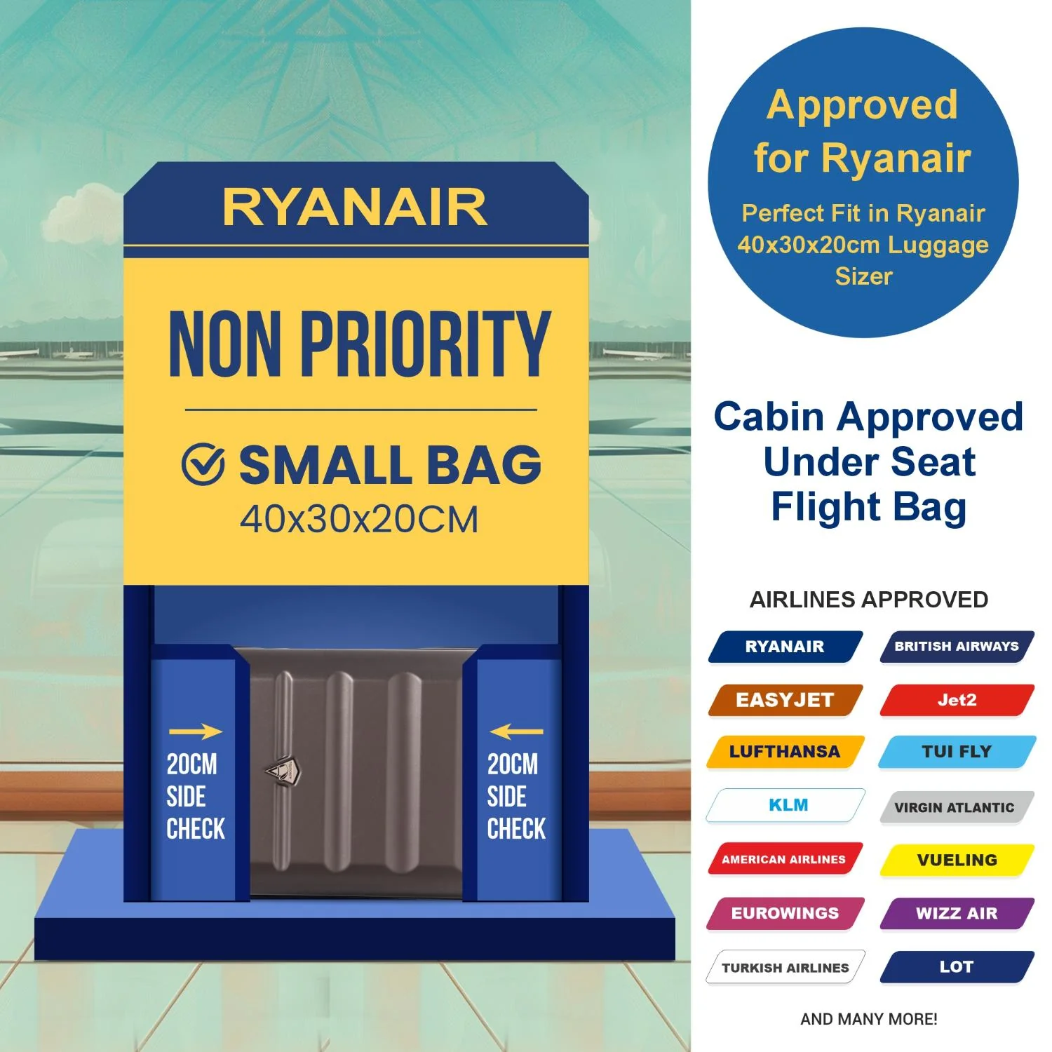 Aerolite 40x20x25cm Ryanair Approved Cabin Bag – Lightweight 2-Wheel Hard Shell Underseat Luggage with TSA Lock – Eco-Friendly Interior – Charcoal - Image 4