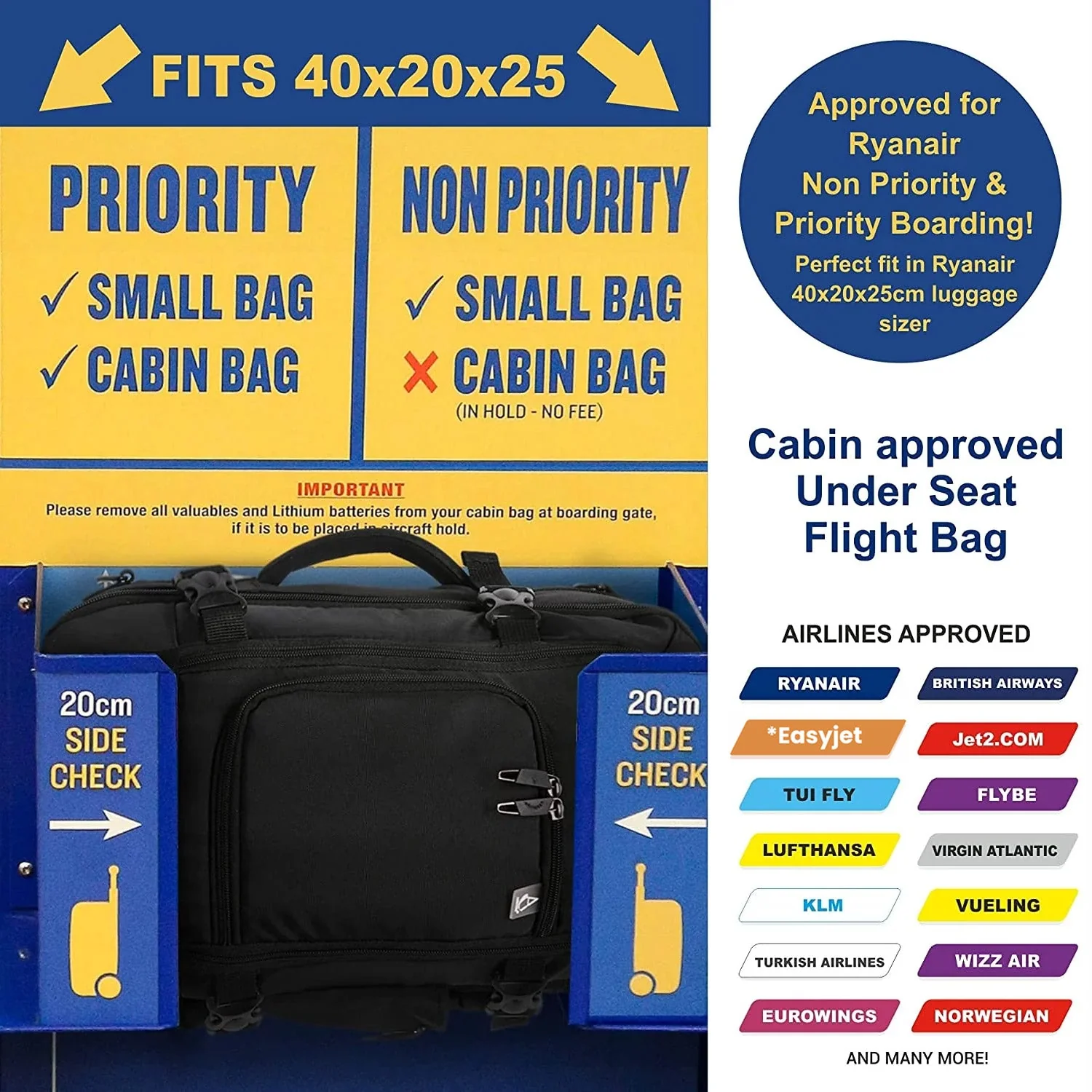 Aerolite (40x25x20cm) Ryanair Maximum Size 3 in 1 Cabin Luggage Approved Flight Backpack - Image 10