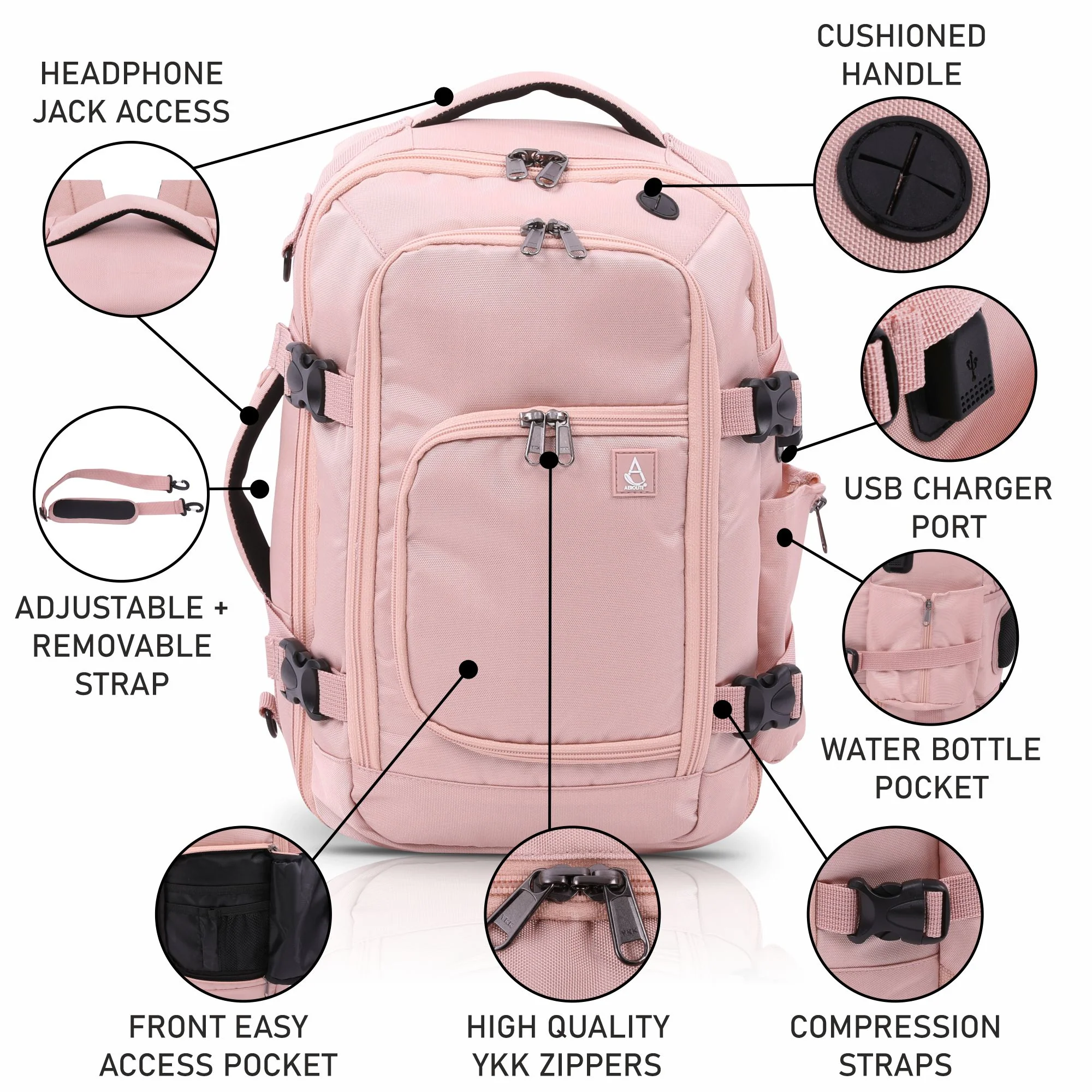Aerolite (40x25x20cm) Ryanair Maximum Size 3 in 1 Cabin Luggage Approved Flight Backpack - Image 14