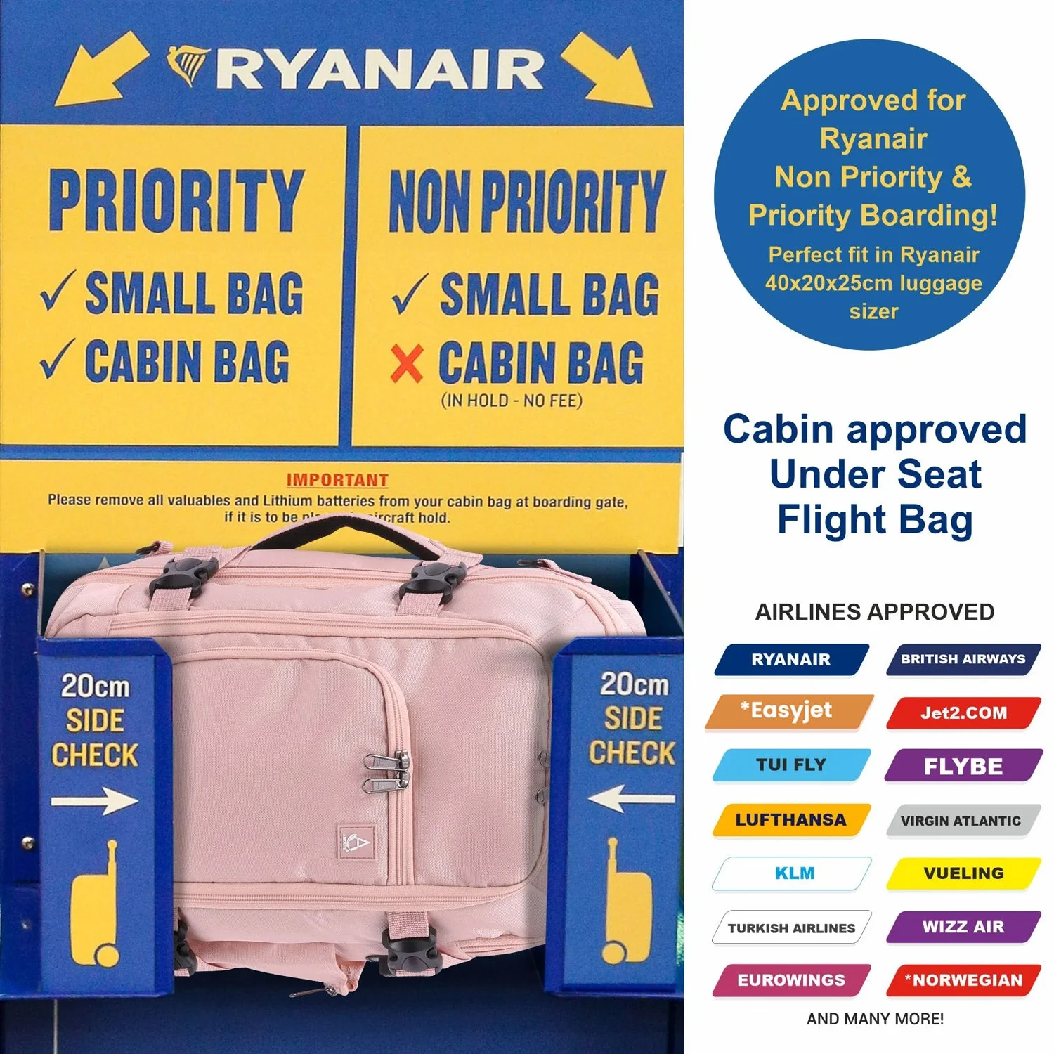 Aerolite (40x25x20cm) Ryanair Maximum Size 3 in 1 Cabin Luggage Approved Flight Backpack - Image 15