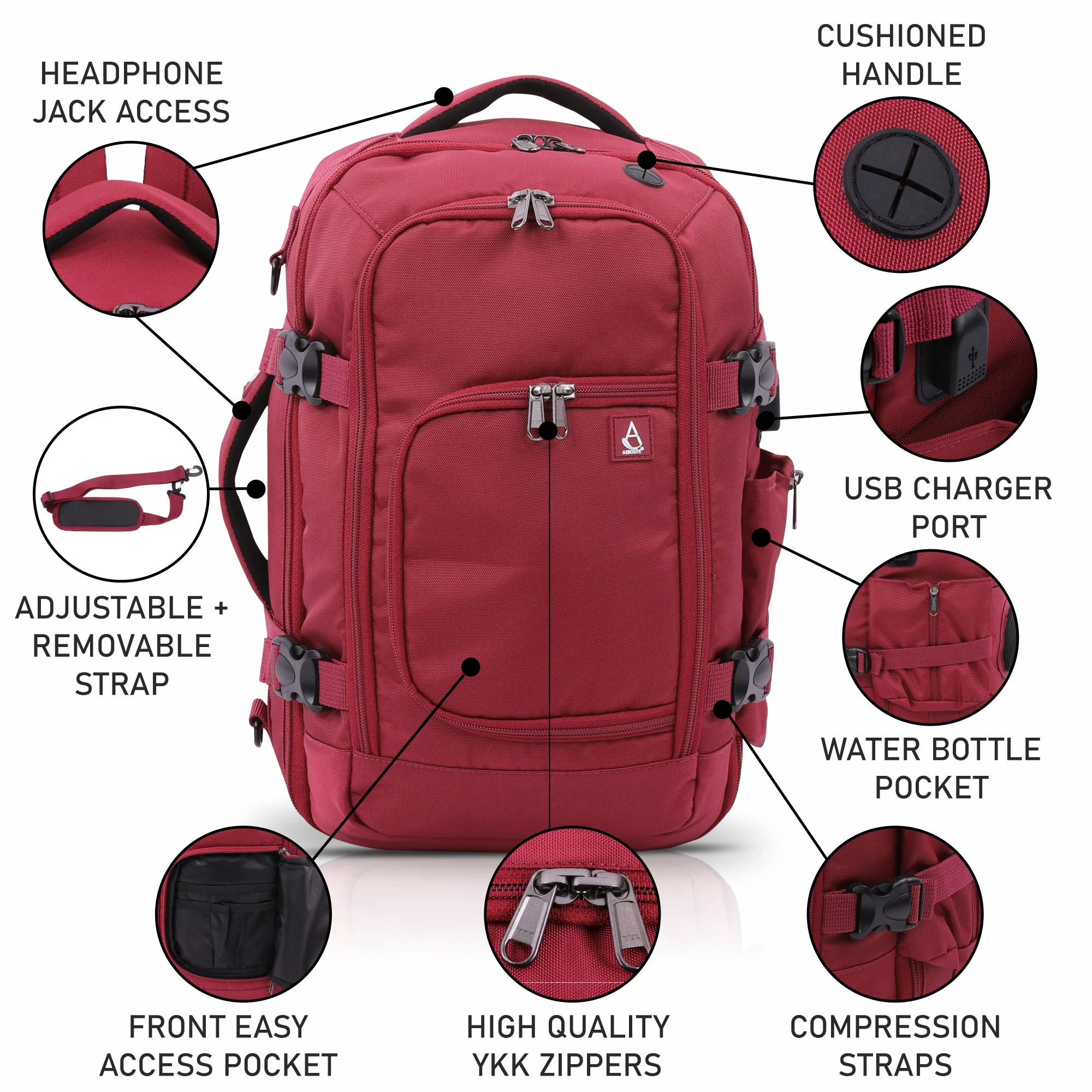 Aerolite (40x25x20cm) Ryanair Maximum Size 3 in 1 Cabin Luggage Approved Flight Backpack - Image 23