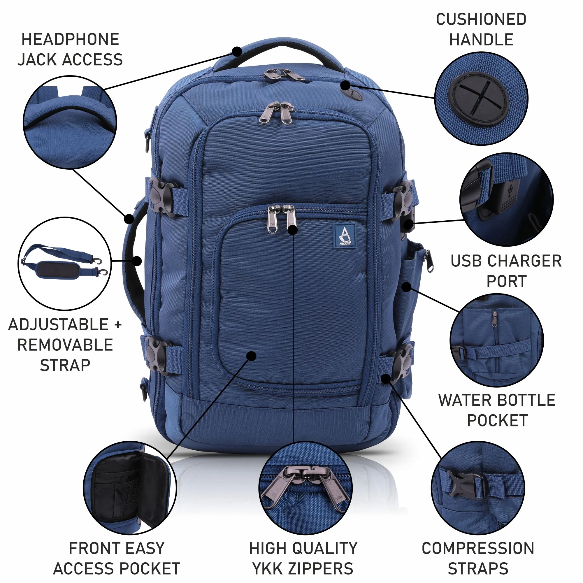 Aerolite (40x25x20cm) Ryanair Maximum Size 3 in 1 Cabin Luggage Approved Flight Backpack - Image 26