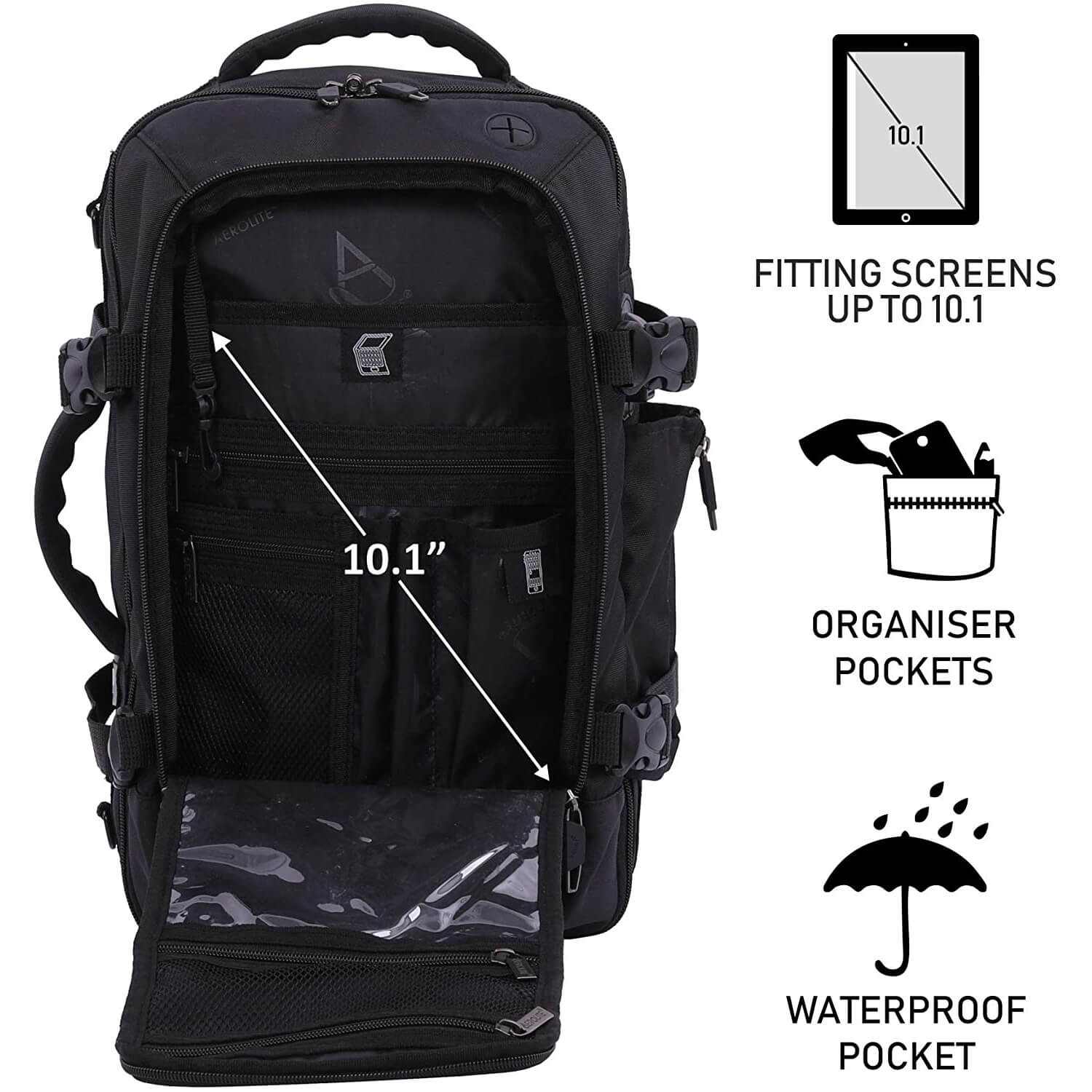 Aerolite (40x25x20cm) Ryanair Maximum Size 3 in 1 Cabin Luggage Approved Flight Backpack - Image 3
