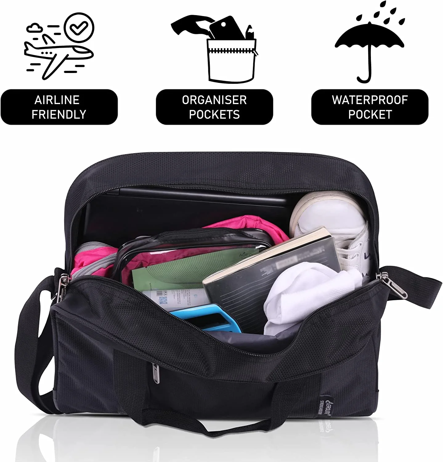 AEROLITE (40x30x15cm) British Airways Maximum New and Improved 2025, Also Approved For EasyJet/SAS/TAP & Many More, Cabin Luggage Under Seat Flight Bag, Black - Image 3