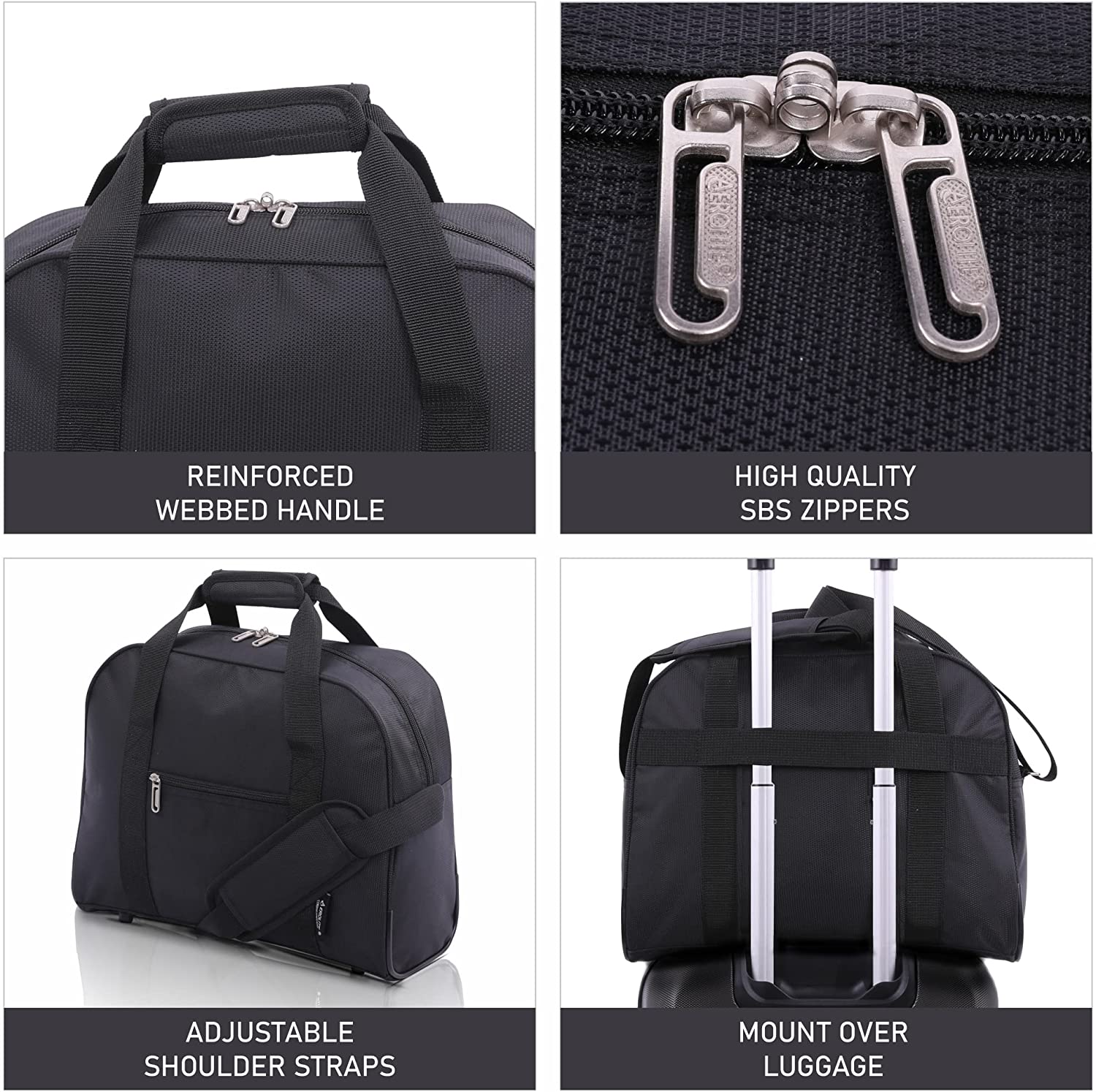 AEROLITE (40x30x15cm) British Airways Maximum New and Improved 2025, Also Approved For EasyJet/SAS/TAP & Many More, Cabin Luggage Under Seat Flight Bag, Black - Image 4