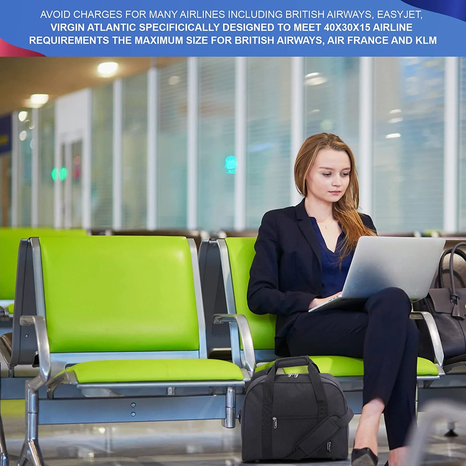 AEROLITE (40x30x15cm) British Airways Maximum New and Improved 2025, Also Approved For EasyJet/SAS/TAP & Many More, Cabin Luggage Under Seat Flight Bag, Black - Image 5