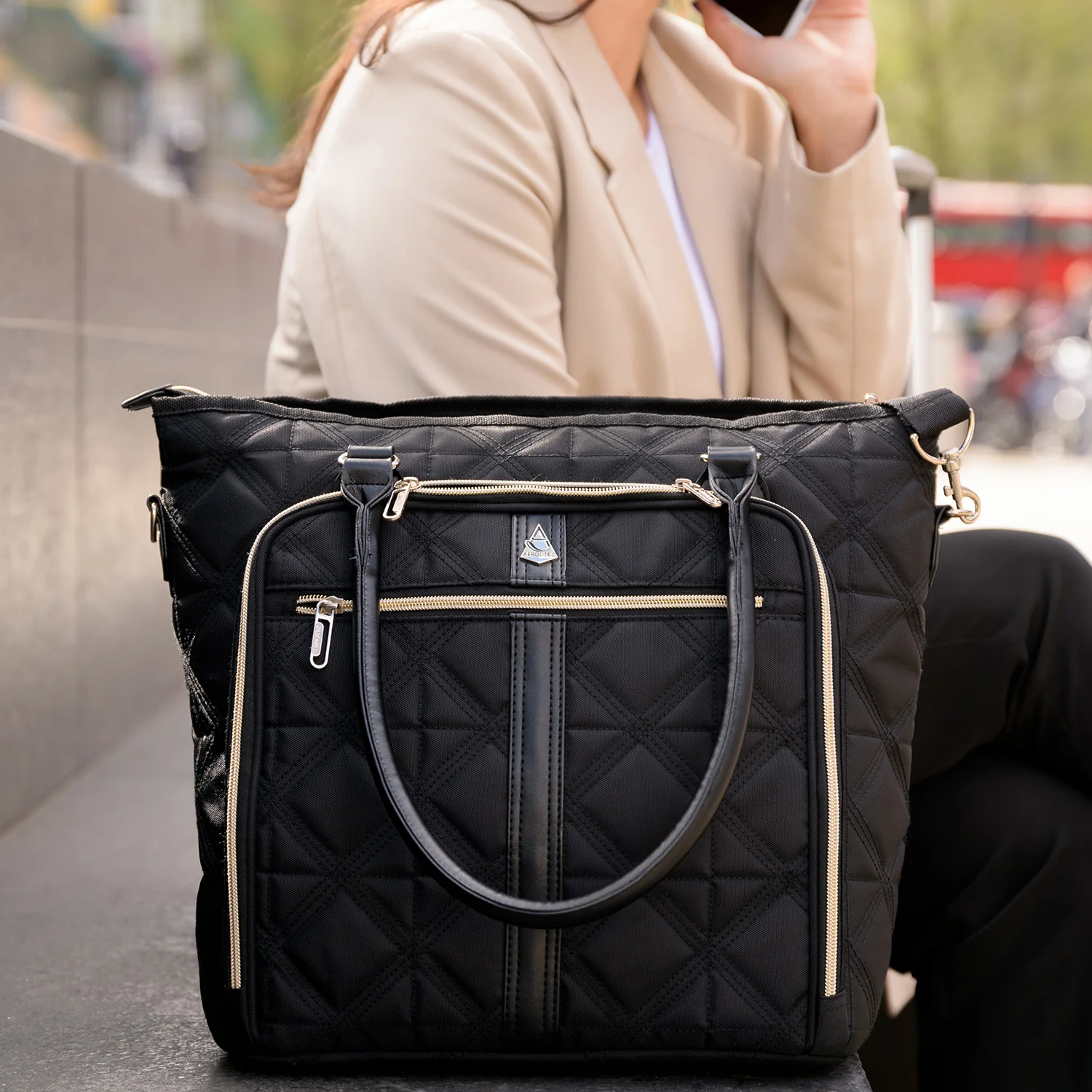 Aerolite 45x36x20 Easyjet Maximum Size Approved Laptop Bag - Fits up to 16.5", Overnight Hand Cabin Luggage Shoulder Bag Quilted with 10 Year Warranty (Black) - Image 18