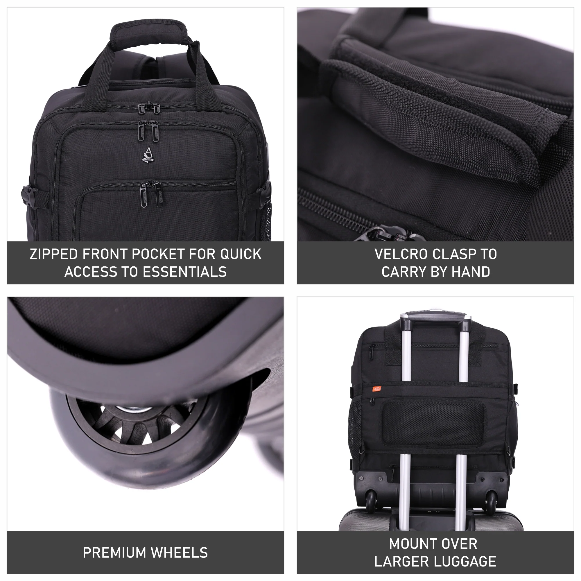 Aerolite 45x36x20cm Premium Easyjet Maximum Size Backpack Trolley Cabin Bag With 2 Wheels, 10 Years Warranty, Made From Recycled Eco-Friendly Material - Image 5