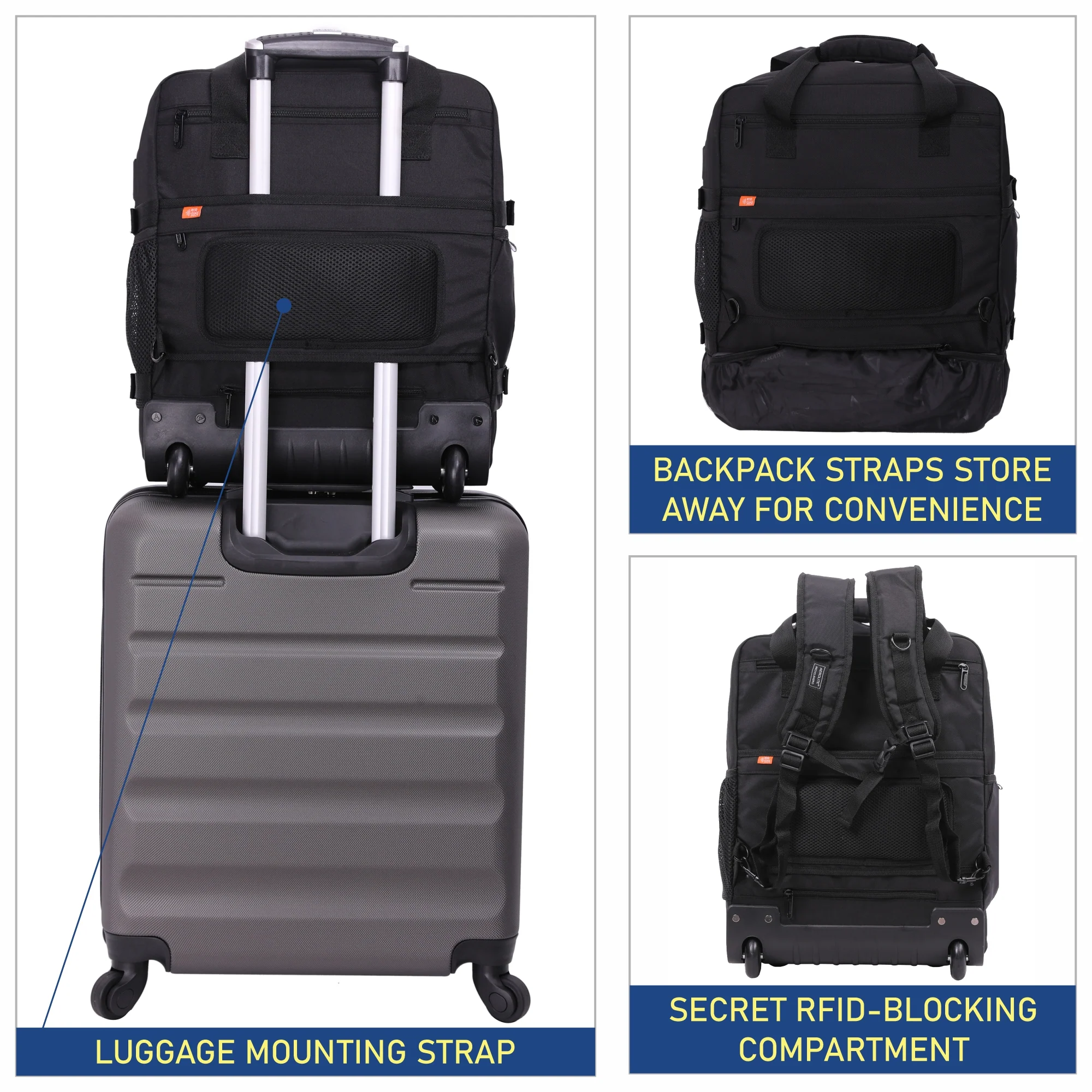 Aerolite 45x36x20cm Premium Easyjet Maximum Size Backpack Trolley Cabin Bag With 2 Wheels, 10 Years Warranty, Made From Recycled Eco-Friendly Material - Image 8