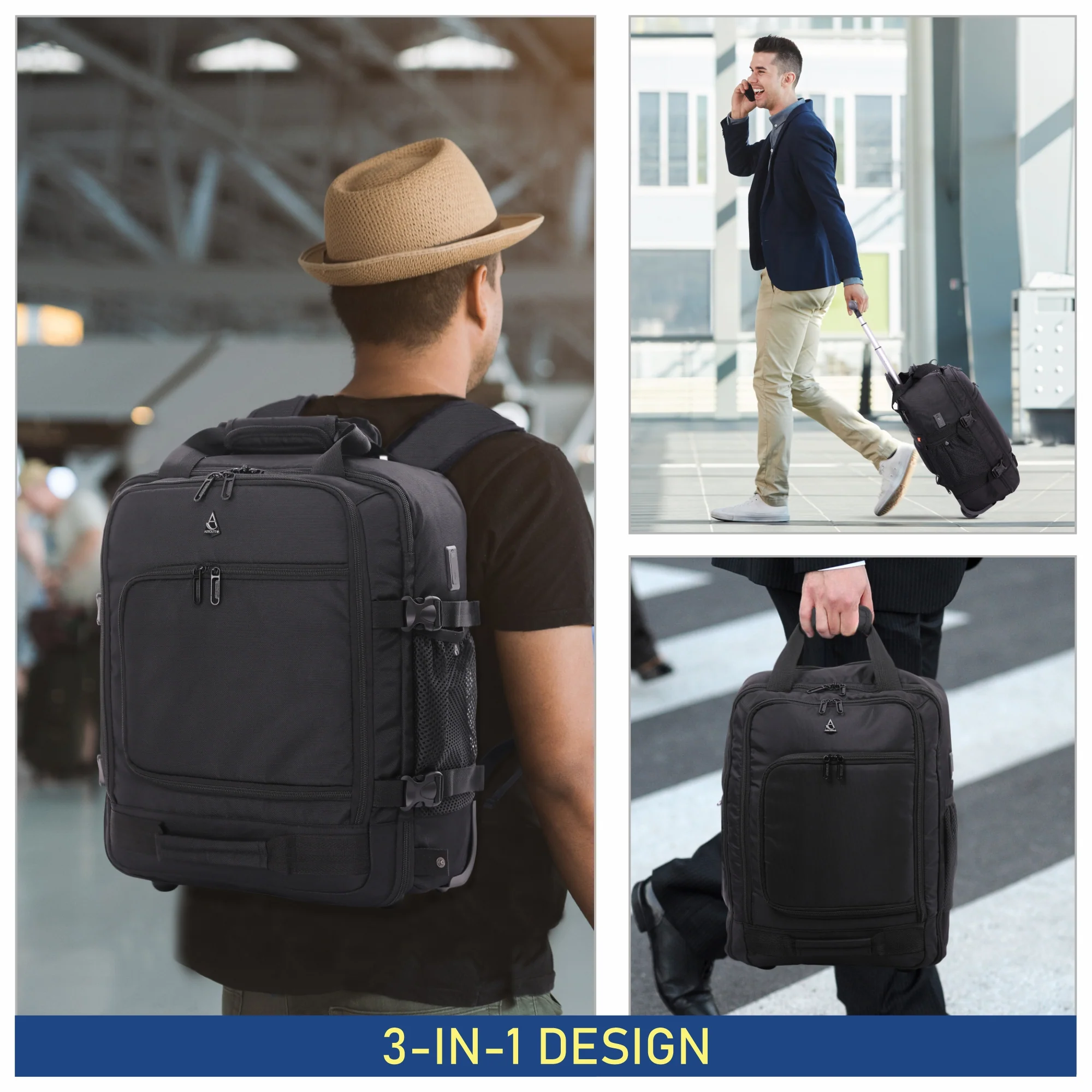 Aerolite 45x36x20cm Premium Easyjet Maximum Size Backpack Trolley Cabin Bag With 2 Wheels, 10 Years Warranty, Made From Recycled Eco-Friendly Material - Image 9