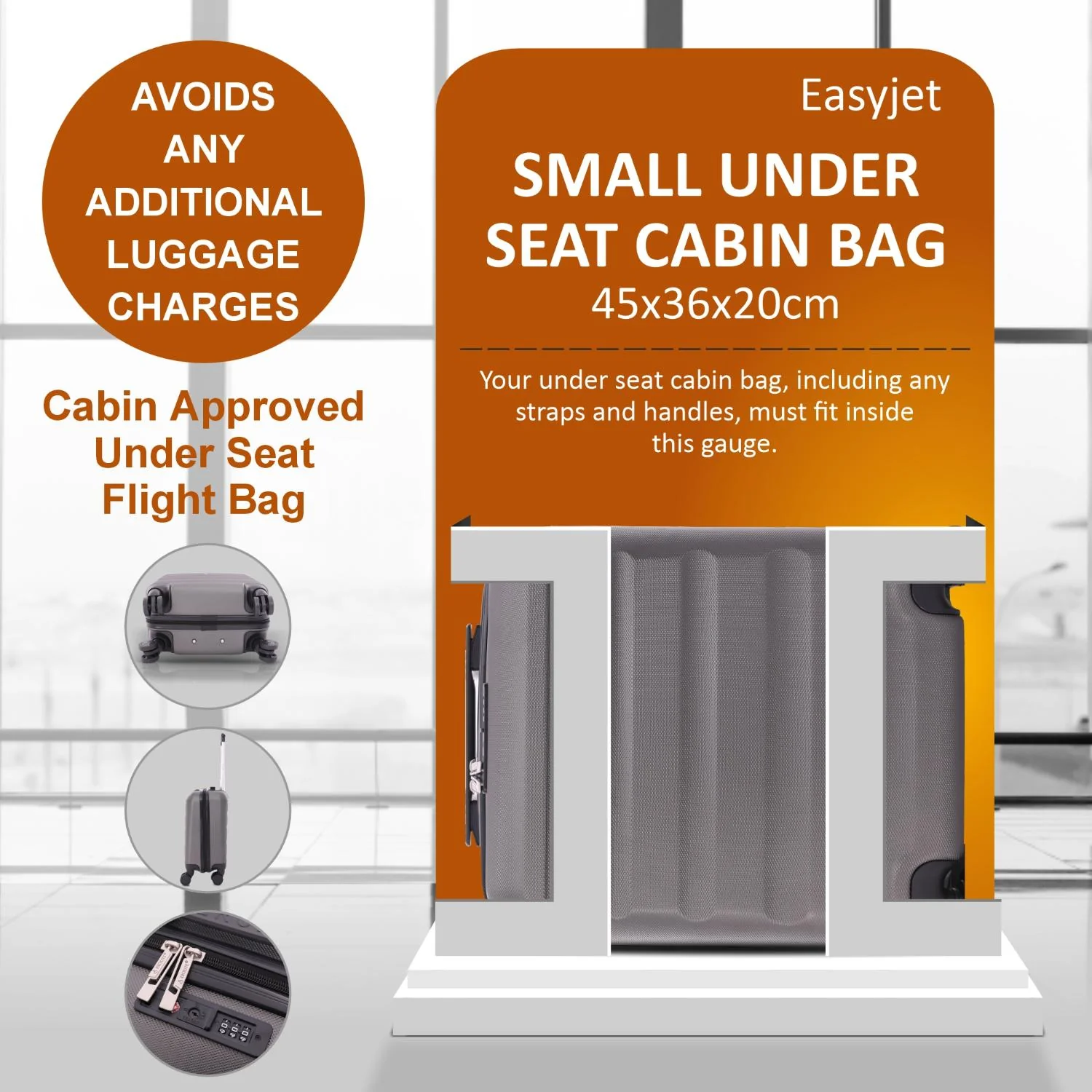 Aerolite 45x36x20cm Easyjet Maximum Size 8 Wheel ABS Hard Shell Carry On Hand Cabin Luggage Underseat Flight Travel Bag Spinner Suitcase 45x36x20 with TSA Lock & 5 Year Warranty - Image 14