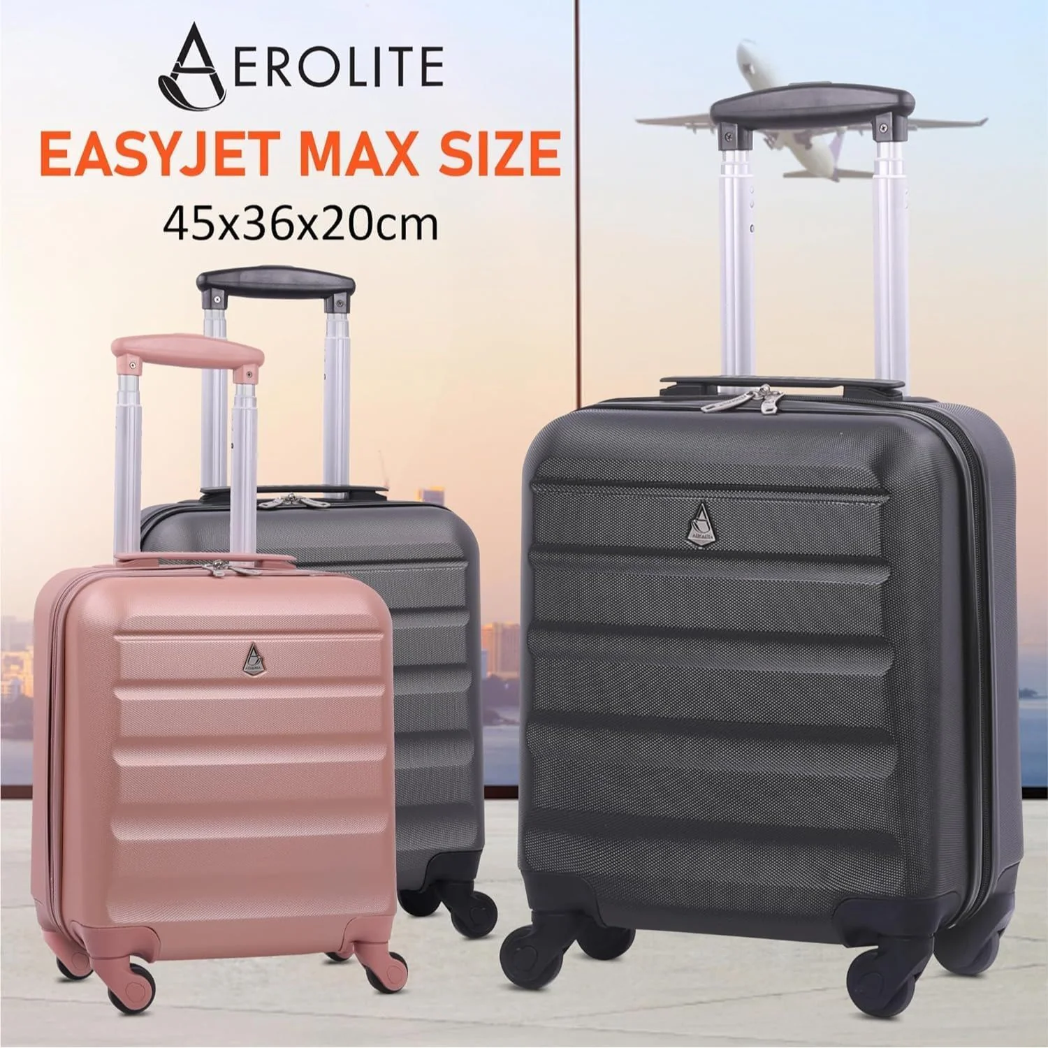 Aerolite 45x36x20cm Easyjet Maximum Size 8 Wheel ABS Hard Shell Carry On Hand Cabin Luggage Underseat Flight Travel Bag Spinner Suitcase 45x36x20 with TSA Lock & 5 Year Warranty - Image 17