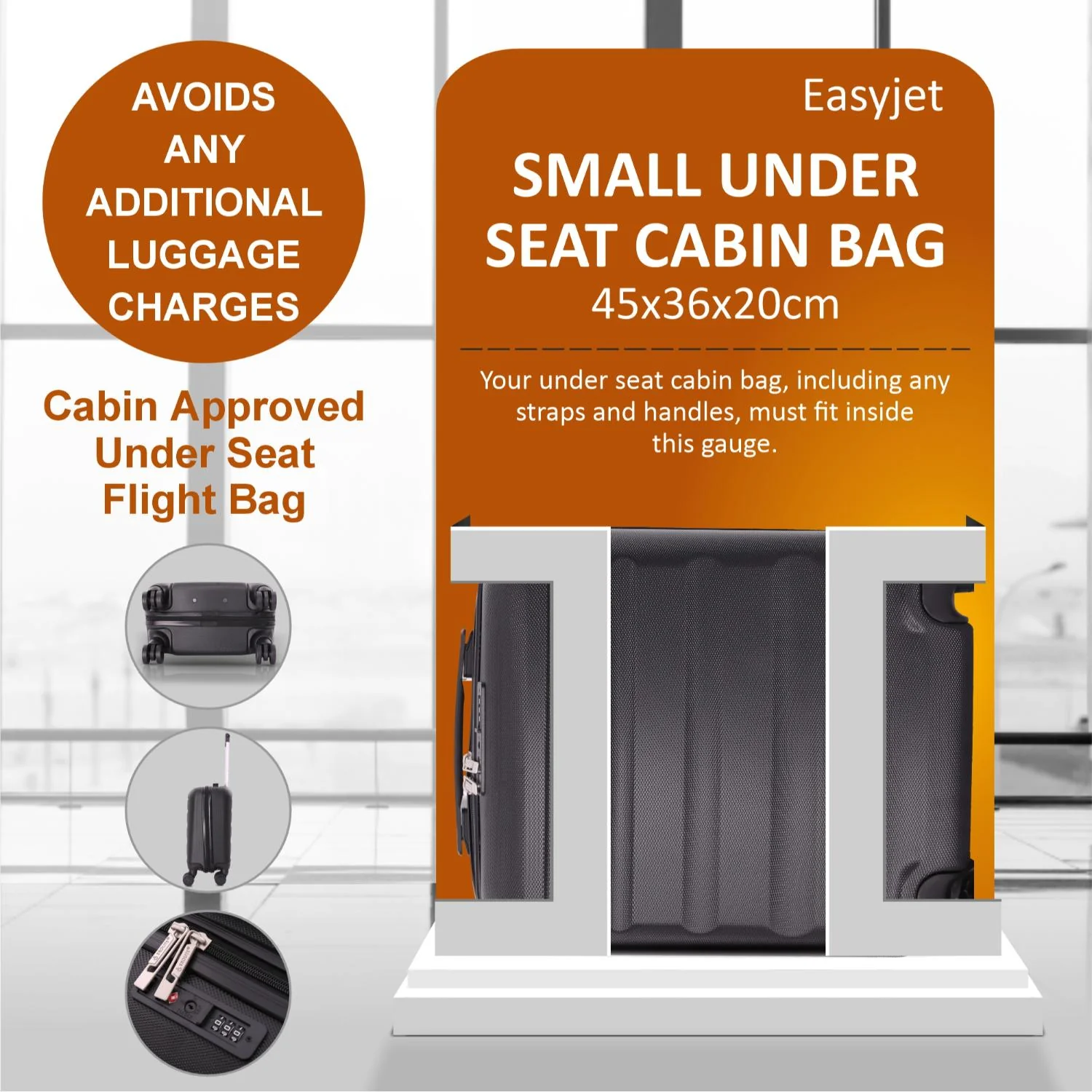 Aerolite 45x36x20cm Easyjet Maximum Size 8 Wheel ABS Hard Shell Carry On Hand Cabin Luggage Underseat Flight Travel Bag Spinner Suitcase 45x36x20 with TSA Lock & 5 Year Warranty - Image 5