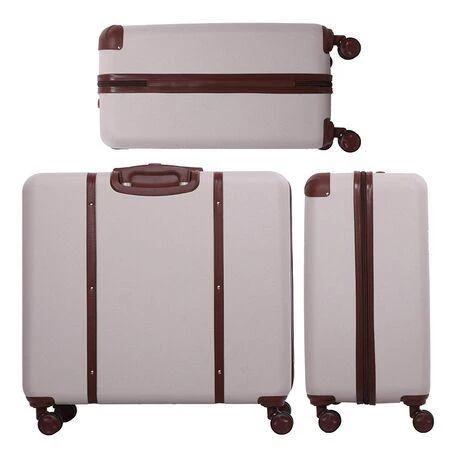 Aerolite (48x57x26cm) Vintage Trunk Style Hard Shell Suitcase - Cream - Image 2
