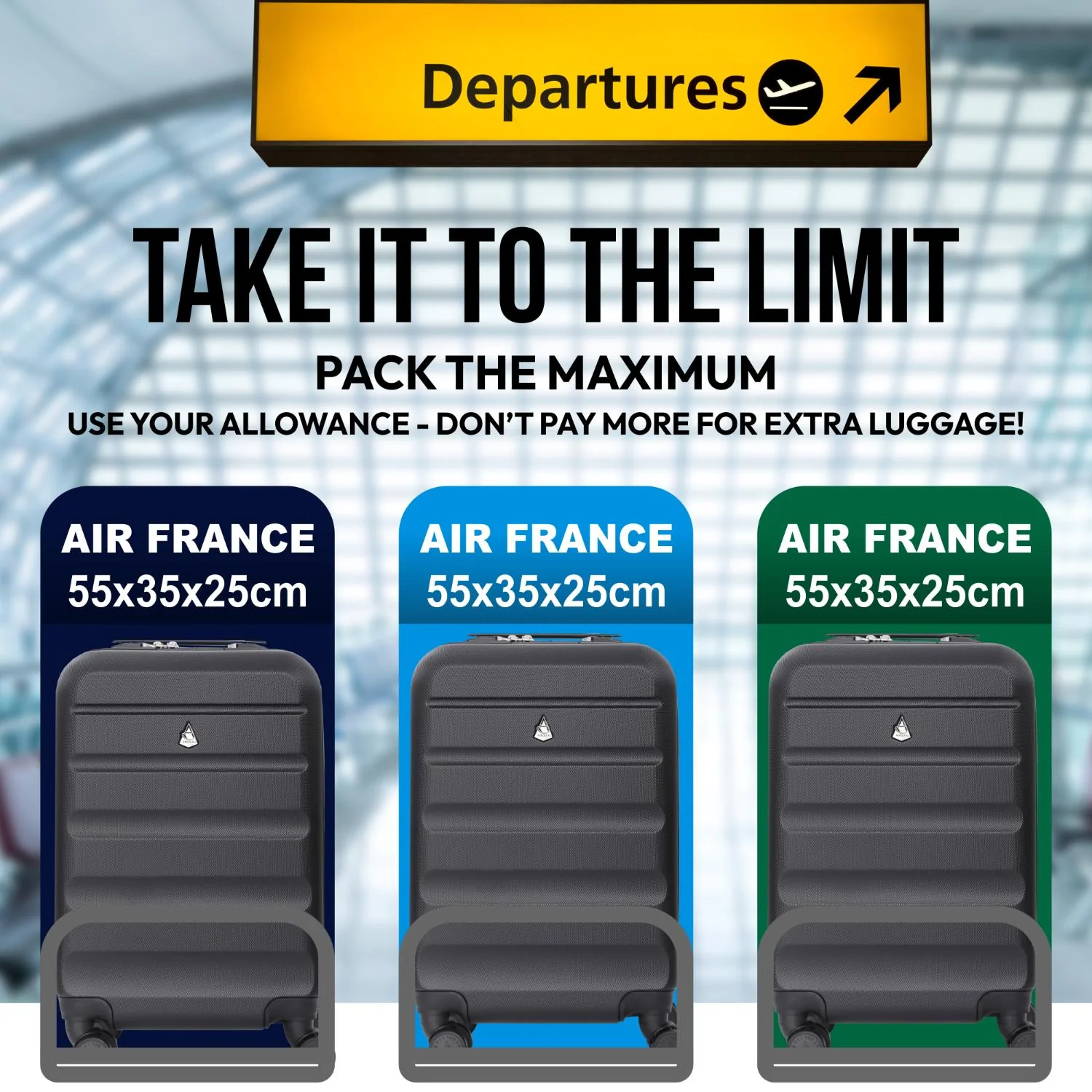Aerolite (55x35x25cm) Hard Shell Carry On Hand Cabin Luggage Suitcase with 4 Wheels and Built-in TSA Combination Lock, Max Size for Air Europa, Air France, Alitalia, KLM & Transavia - Image 13