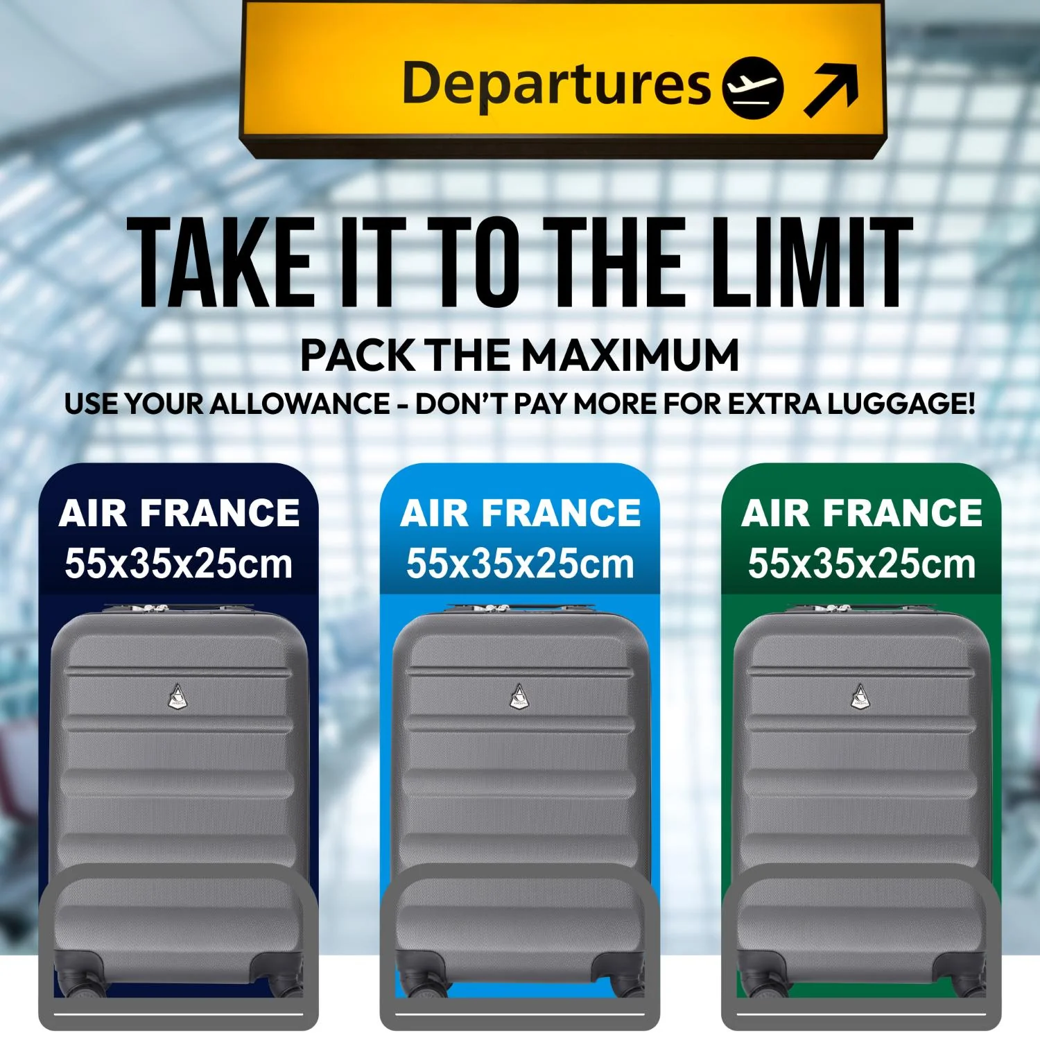 Aerolite (55x35x25cm) Hard Shell Carry On Hand Cabin Luggage Suitcase with 4 Wheels and Built-in TSA Combination Lock, Max Size for Air Europa, Air France, Alitalia, KLM & Transavia - Image 4