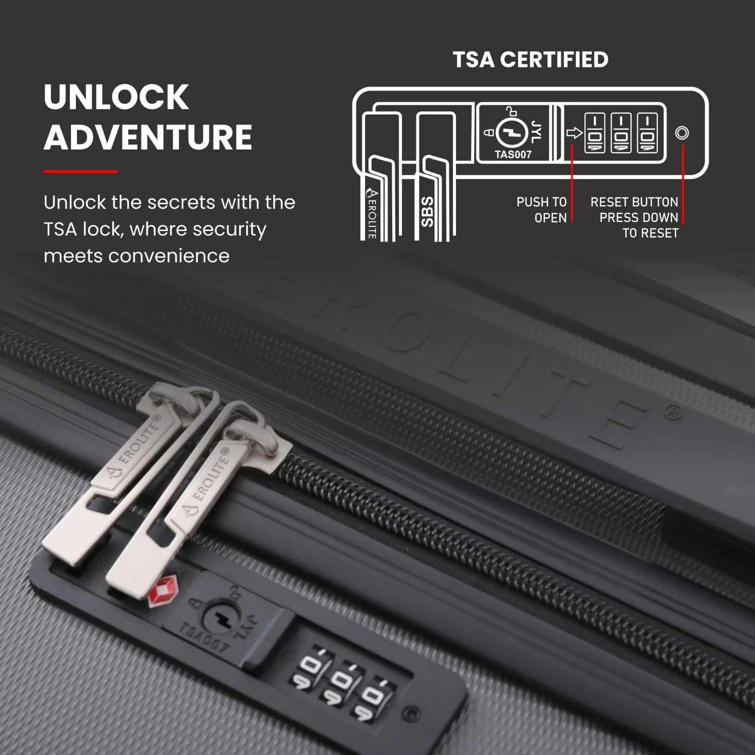 Aerolite (55x35x25cm) Hard Shell Carry On Hand Cabin Luggage Suitcase with 4 Wheels and Built-in TSA Combination Lock, Max Size for Air Europa, Air France, Alitalia, KLM & Transavia - Image 5