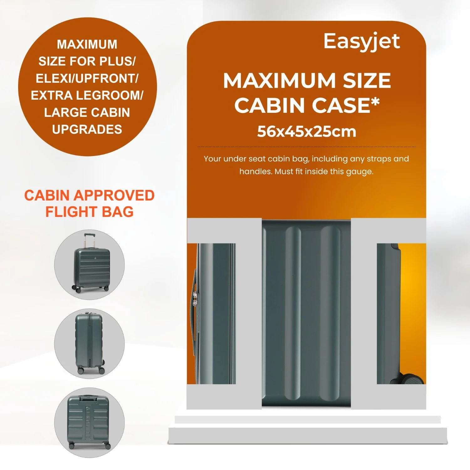Aerolite 56x45x25cm Large Cabin Bag – Easyjet Large Cabin/Plus/Flexi, British Airways & Jet2 Maximum Cabin Luggage Size, Lightweight Hard Shell Suitcase with 8 Spinner Wheels, TSA Lock, 56L Capacity, 5-Year Warranty, Forest Green - Image 5