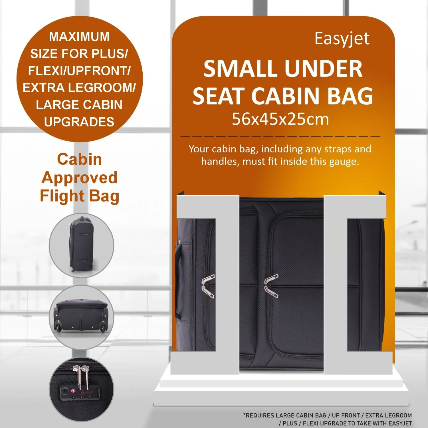 Aerolite 56x45x25cm British Airways Jet2 & Easyjet Upgrade Maximum Allowance Large Lightweight 2 Wheel Carry On Hand Cabin Luggage Bag Suitcase 56x45x25 with TSA Approved Lock Black - Image 3