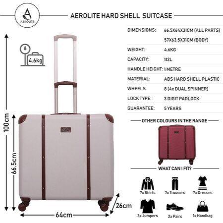 Aerolite (65.5x64x31cm) Vintage Trunk Style Hard Shell Suitcase - Image 5