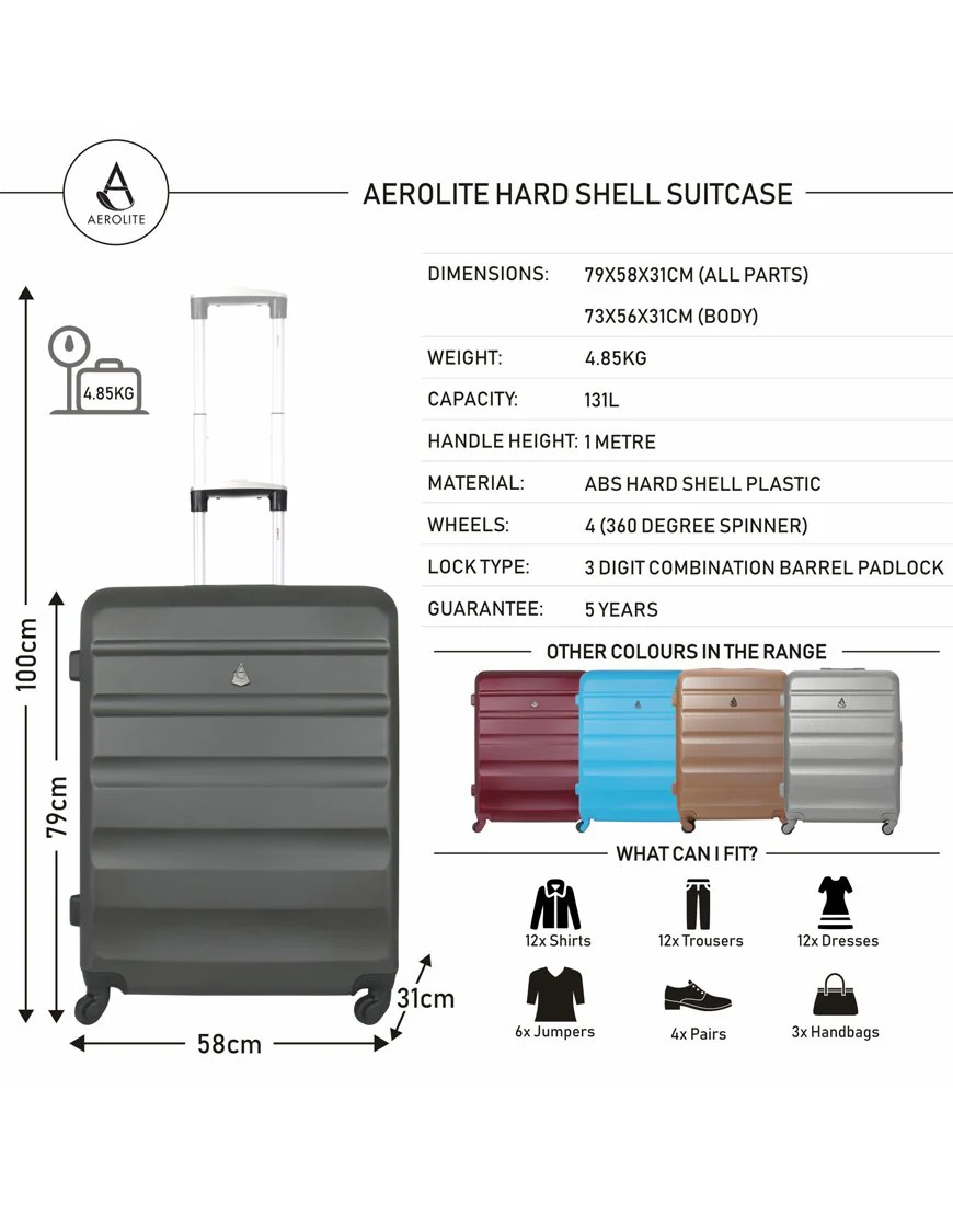 Aerolite Lightweight Hard Shell Suitcase Luggage Set (Medium + Large) - Image 7