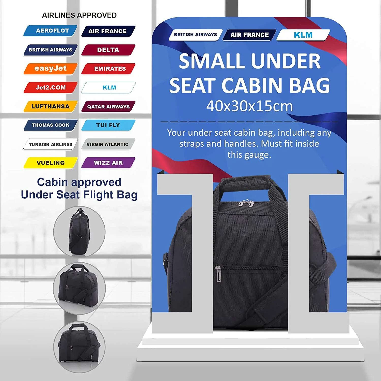 Aerolite British Airways Maximum Size Bundle, 56x45x25cm Large Cabin Softshell Suitcase & 40x30x15cm Under Seat Holdall - Image 19